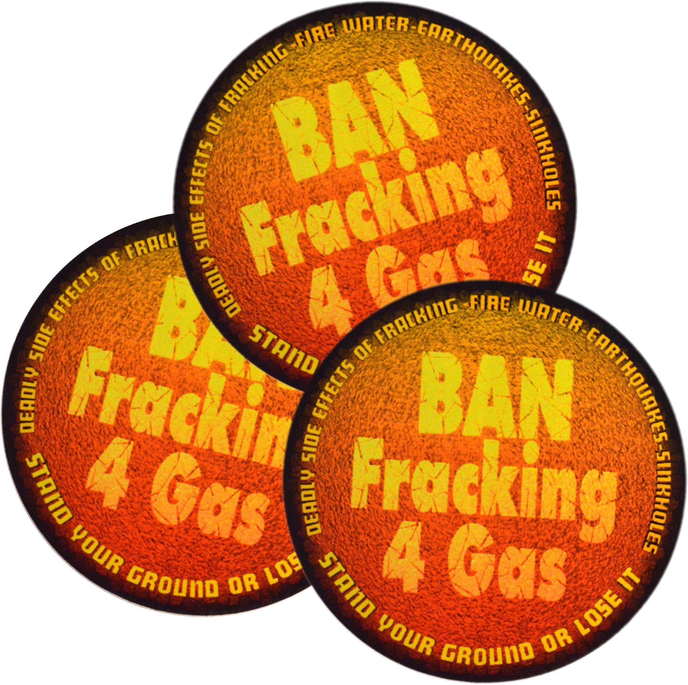 Pack-3 Three Ban Fracking for Gas Stickers UV Protected 3" Vinyl Sticker