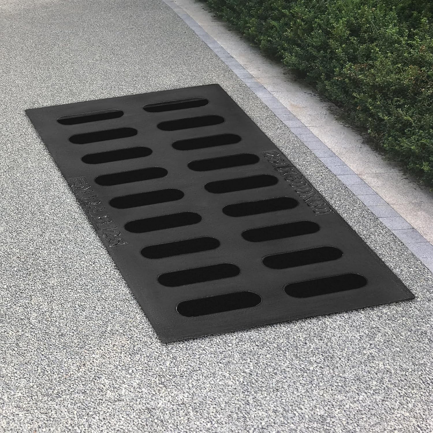 Ductile Iron Drain Grate 20 x 10 Inches Heavy Duty Metal Sewer Cover for Municipal Construction Sites, Black Rectangle Drainage Grate Driveway - 2T Load Capacity