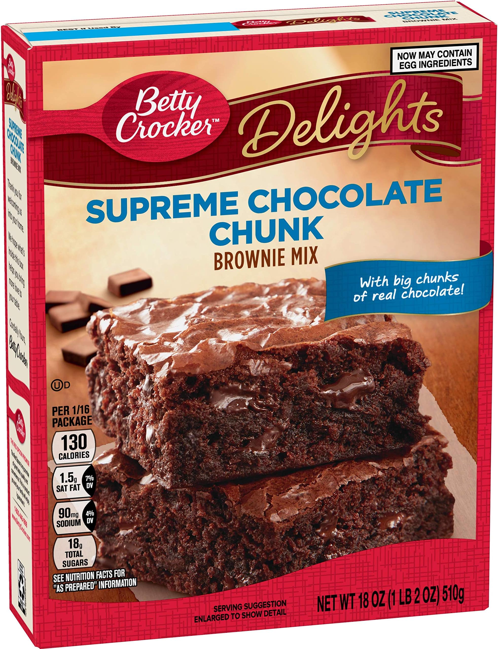Betty Crocker Supreme Chocolate Chunk Brownie Mix, 18 oz (Pack of 6)