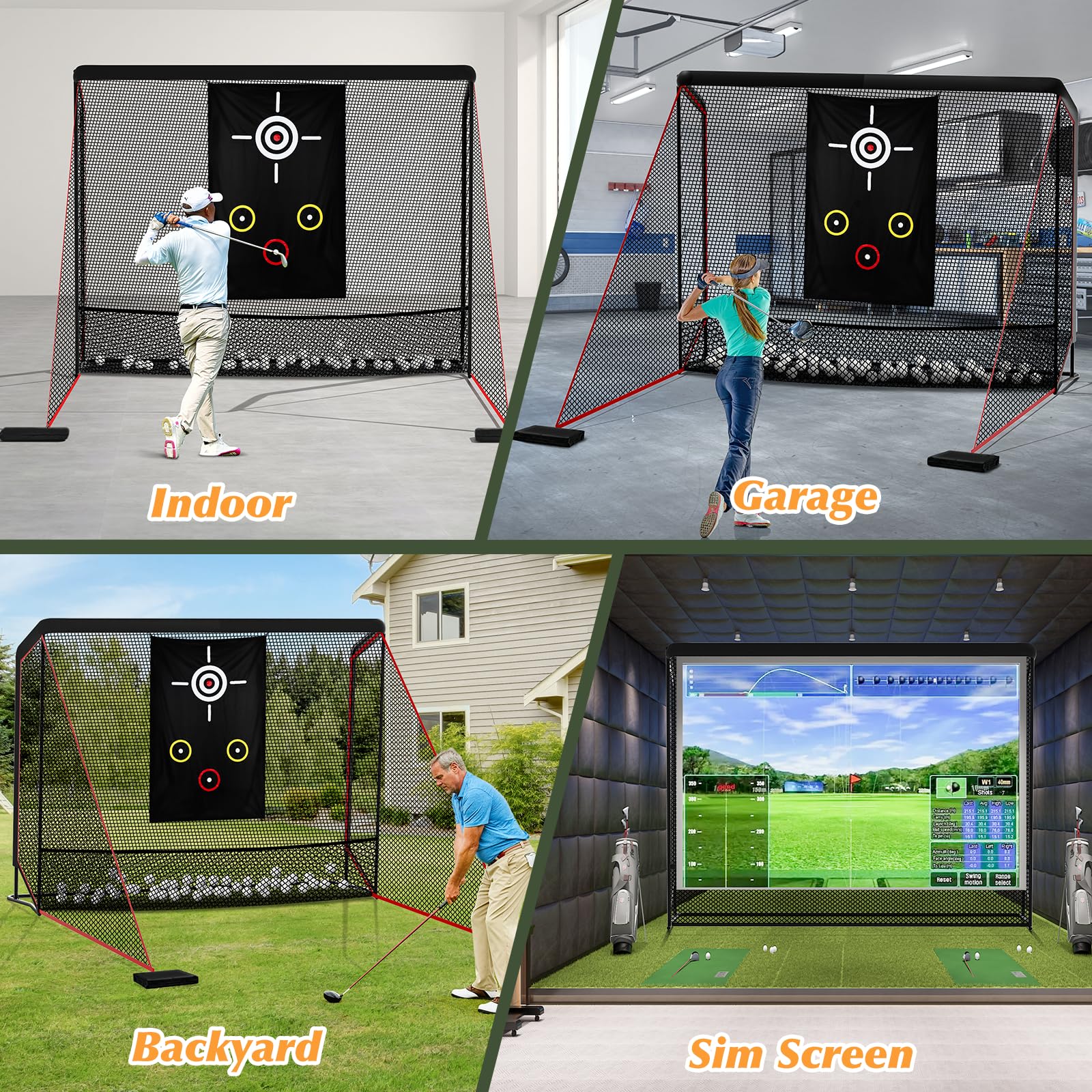 Golf Schlag Käfig, Golf Netz Trainingsnetz tragbar,Golfnetz für Garten und Zuhause，Impact Bildschirm Driving Net Luxuriöser Netzaufprallschutz für Heimfahrer,Golfnetz Übunskäfig mit Ziel-Tuch