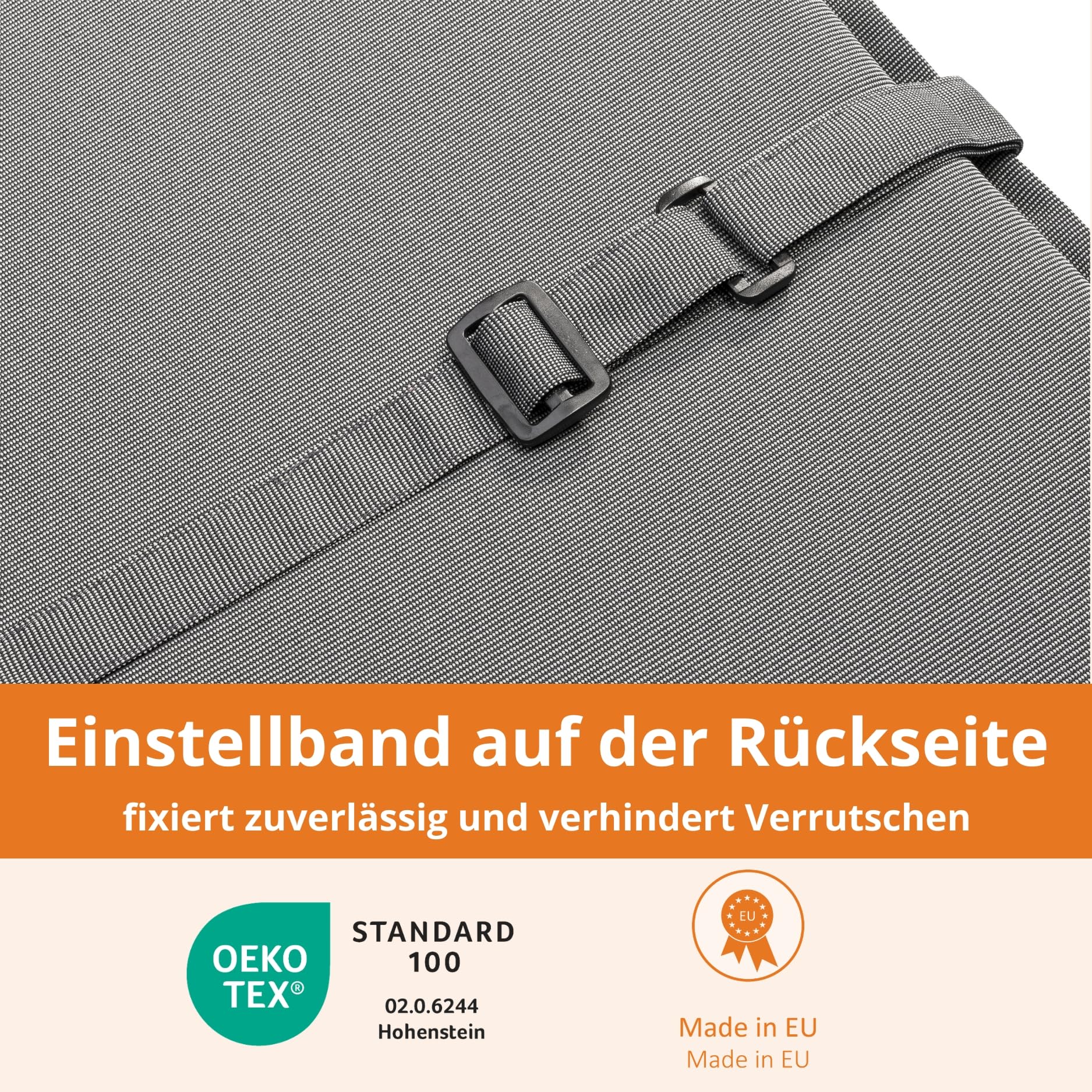sleepling Auflage Gartenliege 2er Set, Bequeme Liegenauflage, Polster Sonnenliege 190x58 cm, 6 cm dick, Befestigungsbänder, waschbar, anthrazit grau