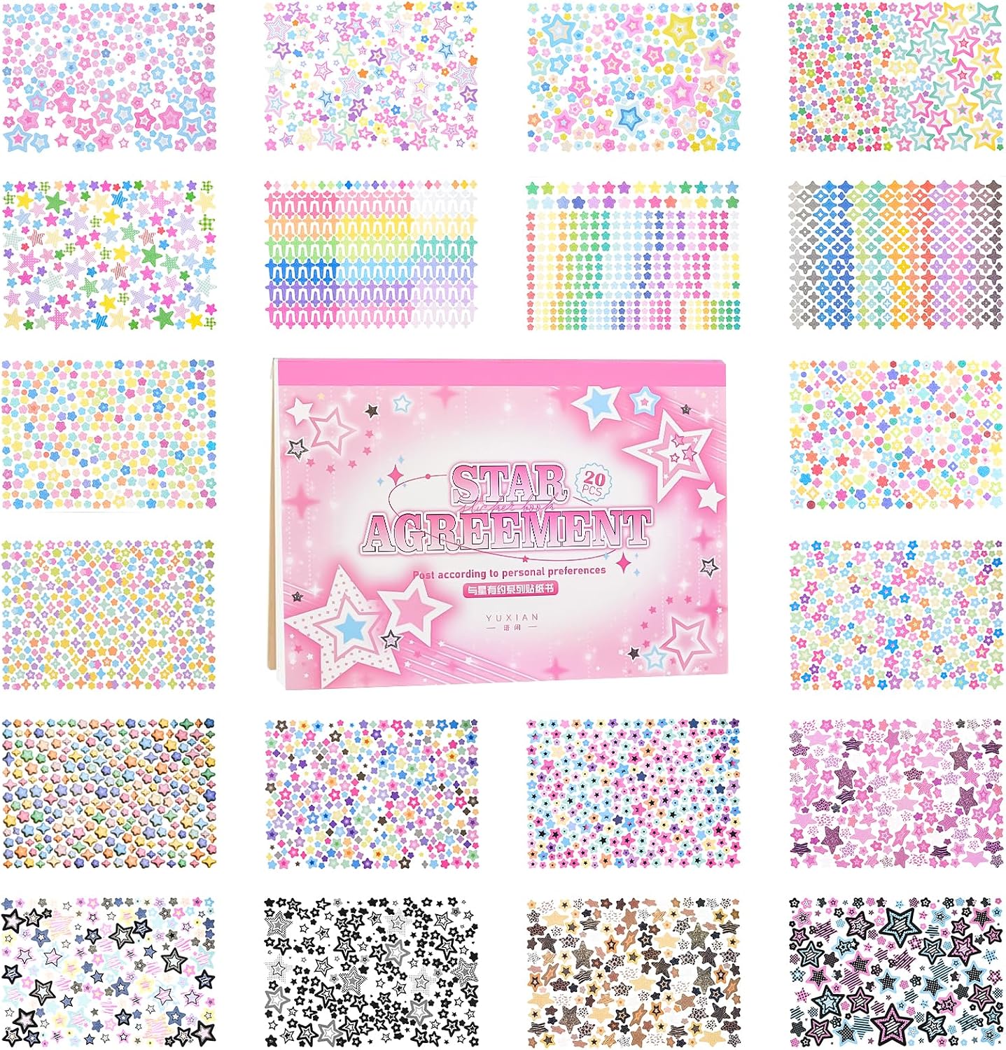 4000 PCS Korean Stickers Book, Kpop Deco Stickers Photocard Cute Stickers Korean Glitter Sticker Butterfly Stars Heart Bows Ribbons for Kids Girls Boys DIY Arts Craft Cards Scrapbooking