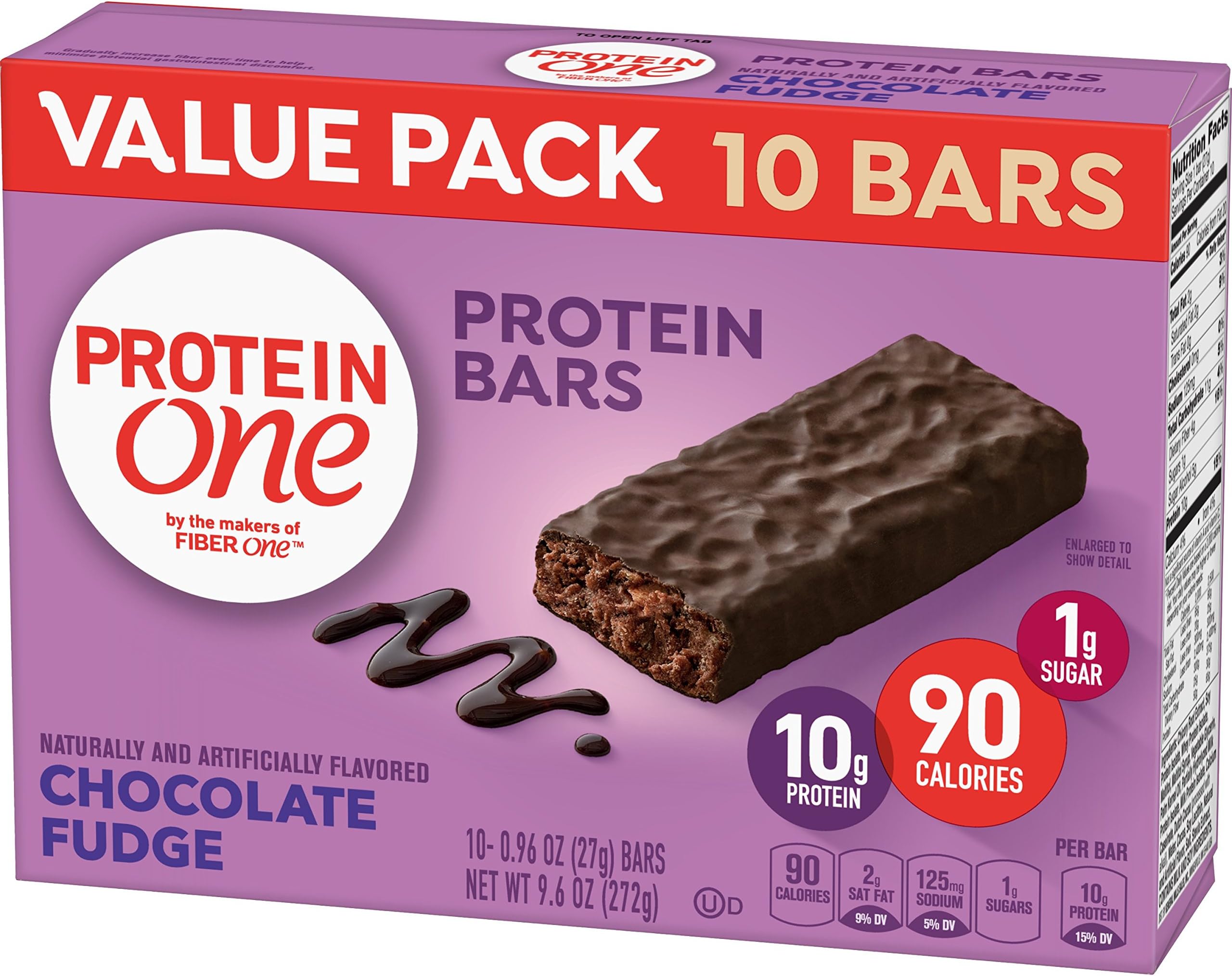 Protein One90 Calorie Protein Bars, Chocolate Fudge, 10 Count, (Pack of 6)