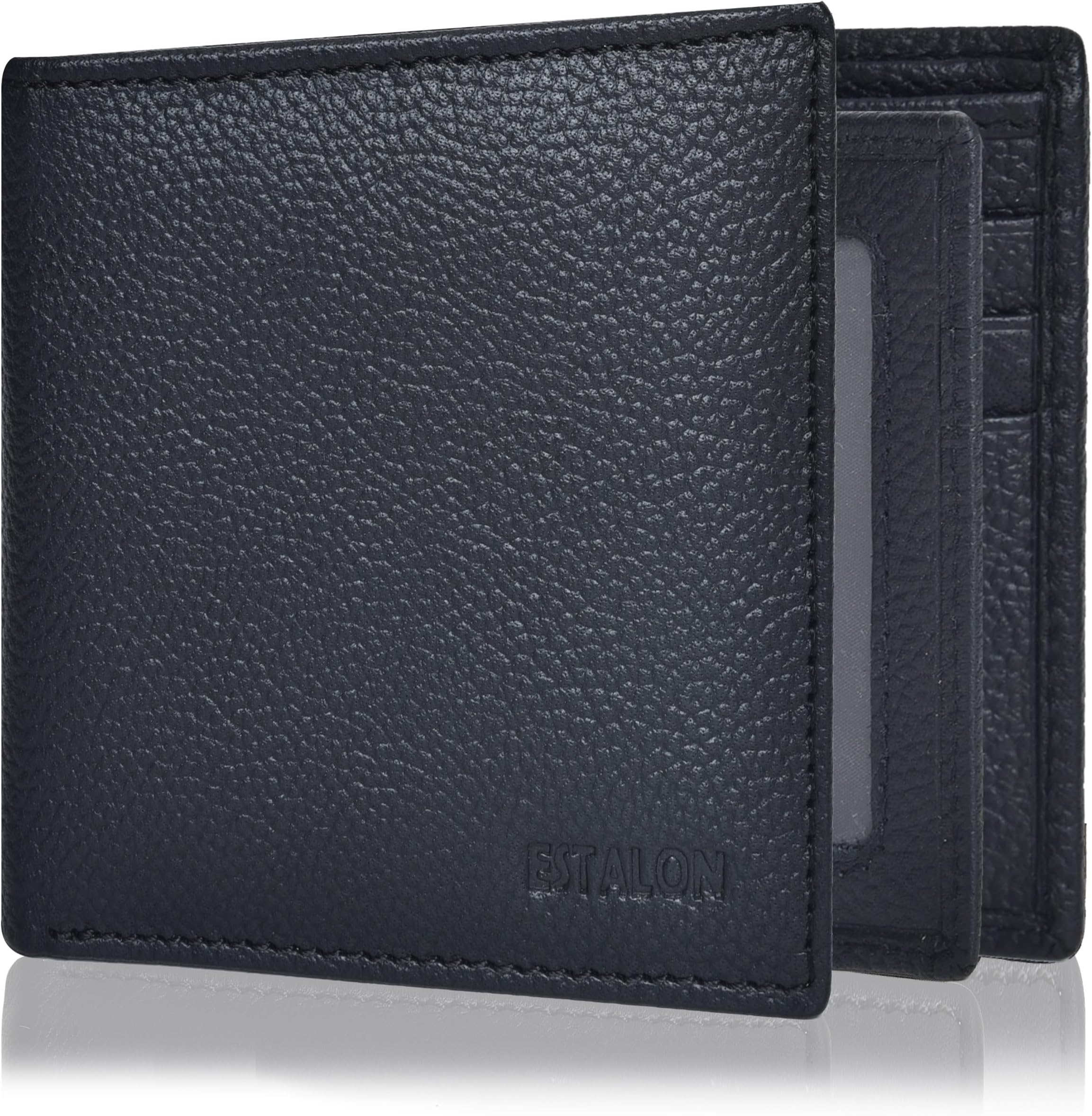 ESTALONThin Leather Wallet For Men | Minimalist Design | Multiple Card Holder | RFID Blocked (Coal)