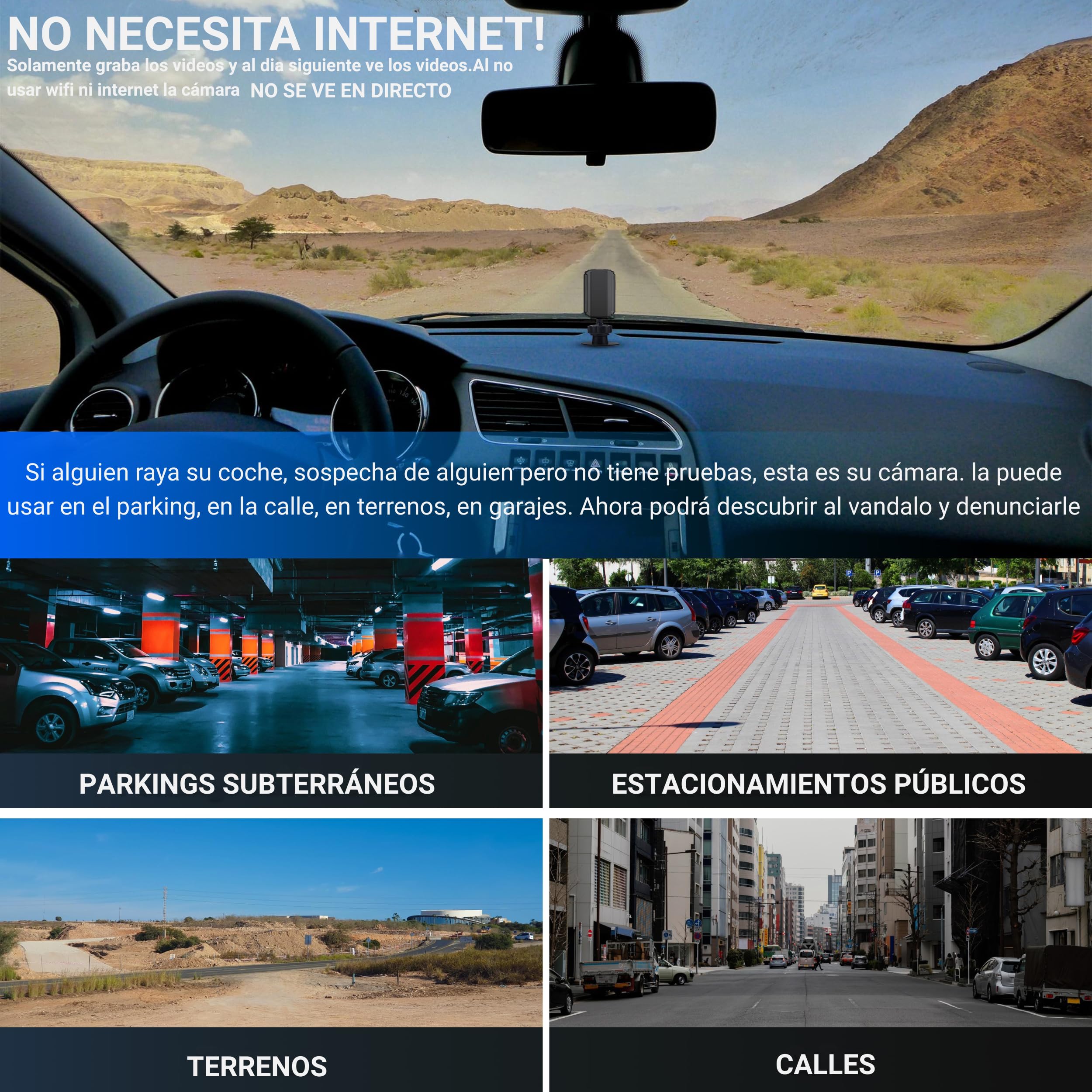 Mini Camara Espia Oculta Sin Wifi – Camara Vigilancia Coche Sin Internet Con Visión Nocturna y Detección de Movimiento, Cámara Vigilancia Sin Wifi para Coche, parking - Videovigilancia Sin Internet P