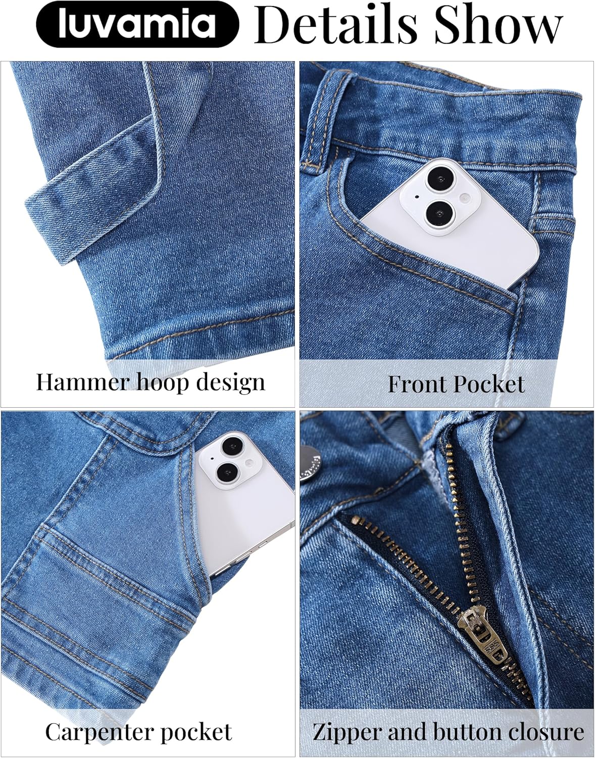 luvamia Jean Shorts for Women High Waisted Trendy Casual Utility Stretchy Denim Jorts Cutoff Long Shorts with Pockets - Image 6