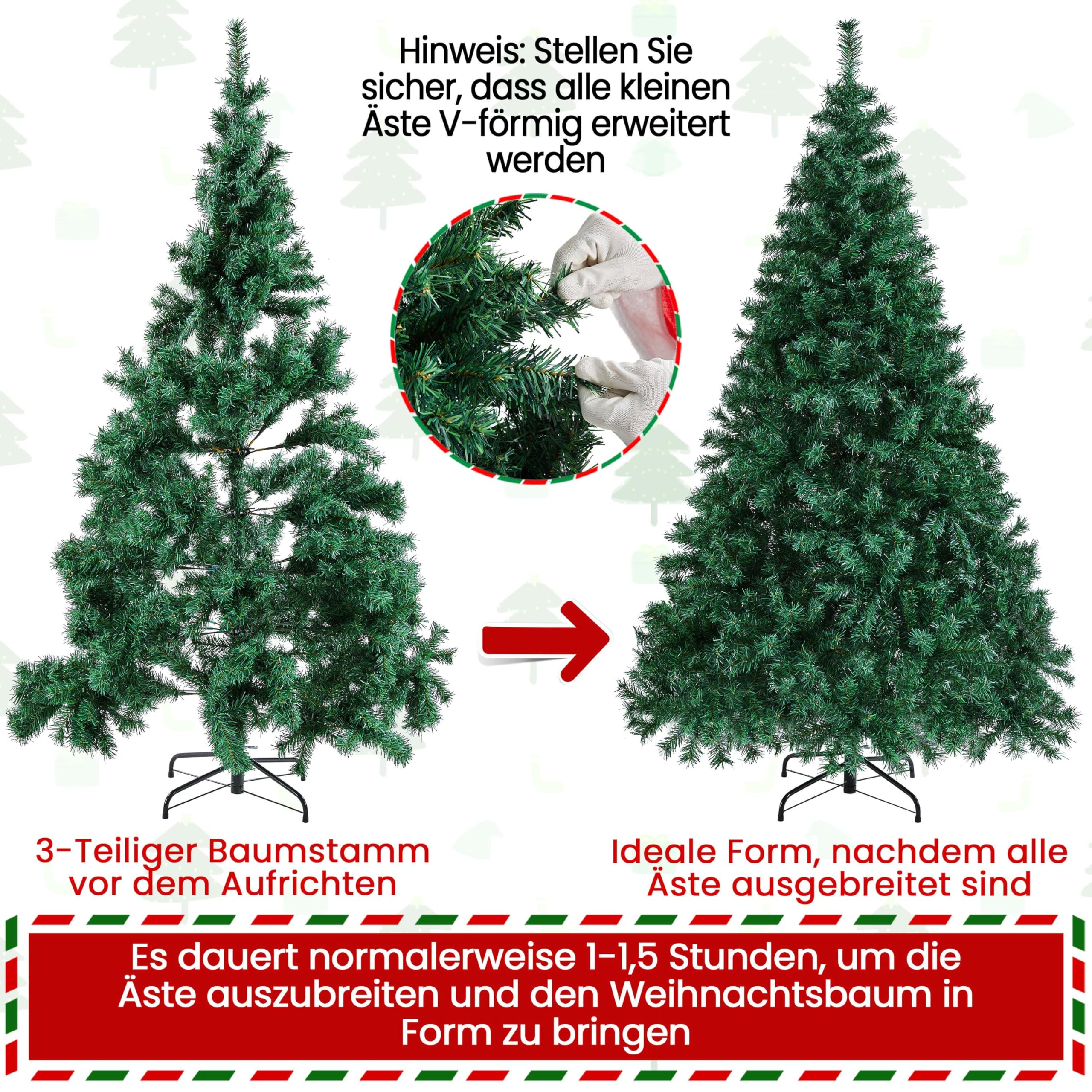 Yaheetech 183 cm künstliche Weihnachtsbaum, Schwer Entflammbare Tannenbaum mit 1000 Spitzen & Zusammenklappbar Metallständer, Schnellaufbau Klappsystem Christbaum Kunstbaum, Grün