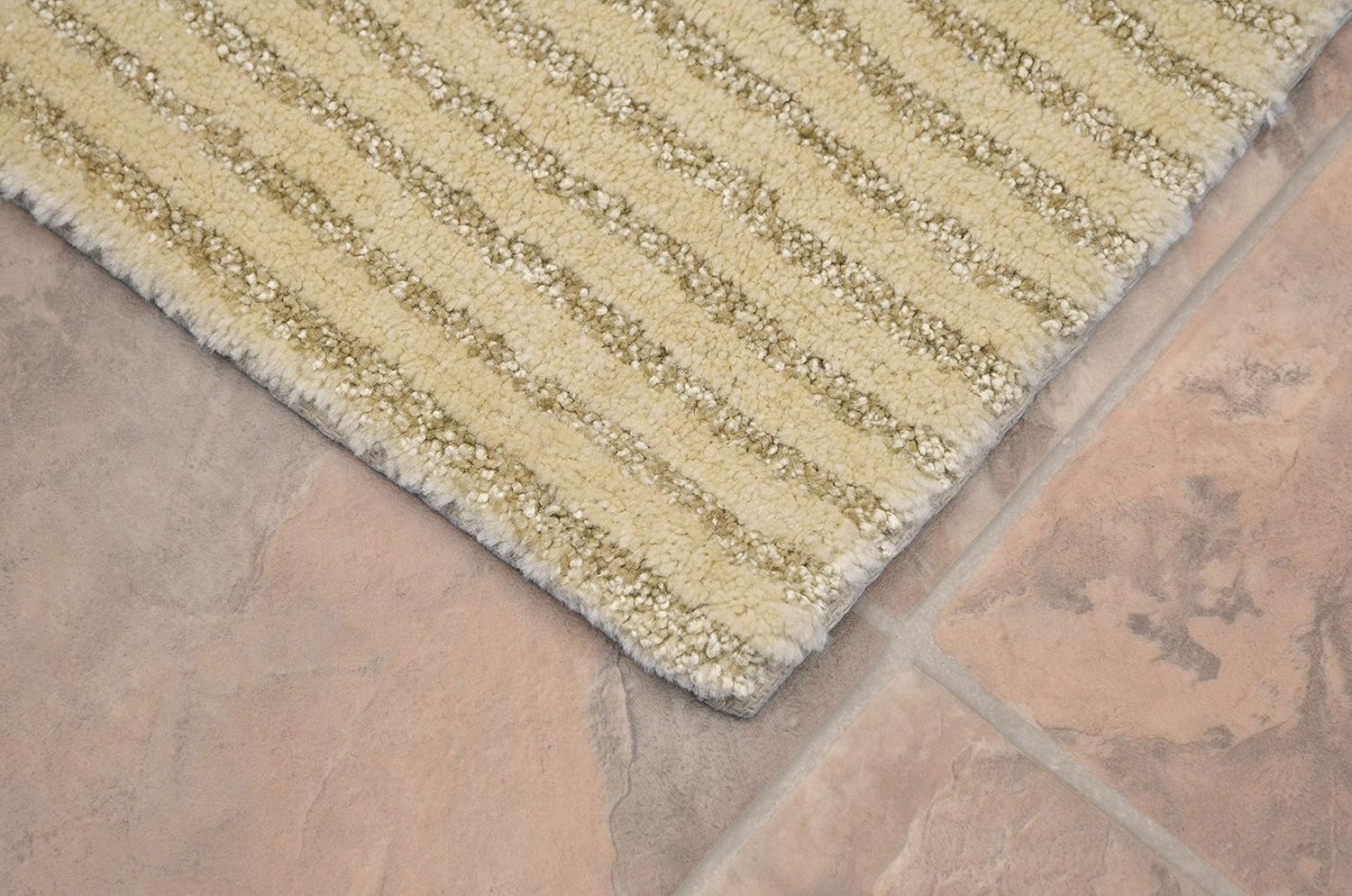Garland Rug Sheridan Neutral Linen 2 Piece Set (17" X 24" / 21" X 34") Plush Strip Machine Washable Nylon Bath Rug
