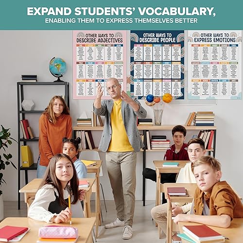 Miniatura 6 de Decorably Póster de 4 pósteres bohemios de arcoíris con texto en inglés «Other Ways to Say », 17 x 22 pulgadas, laminado mate, póster educativo ELA,