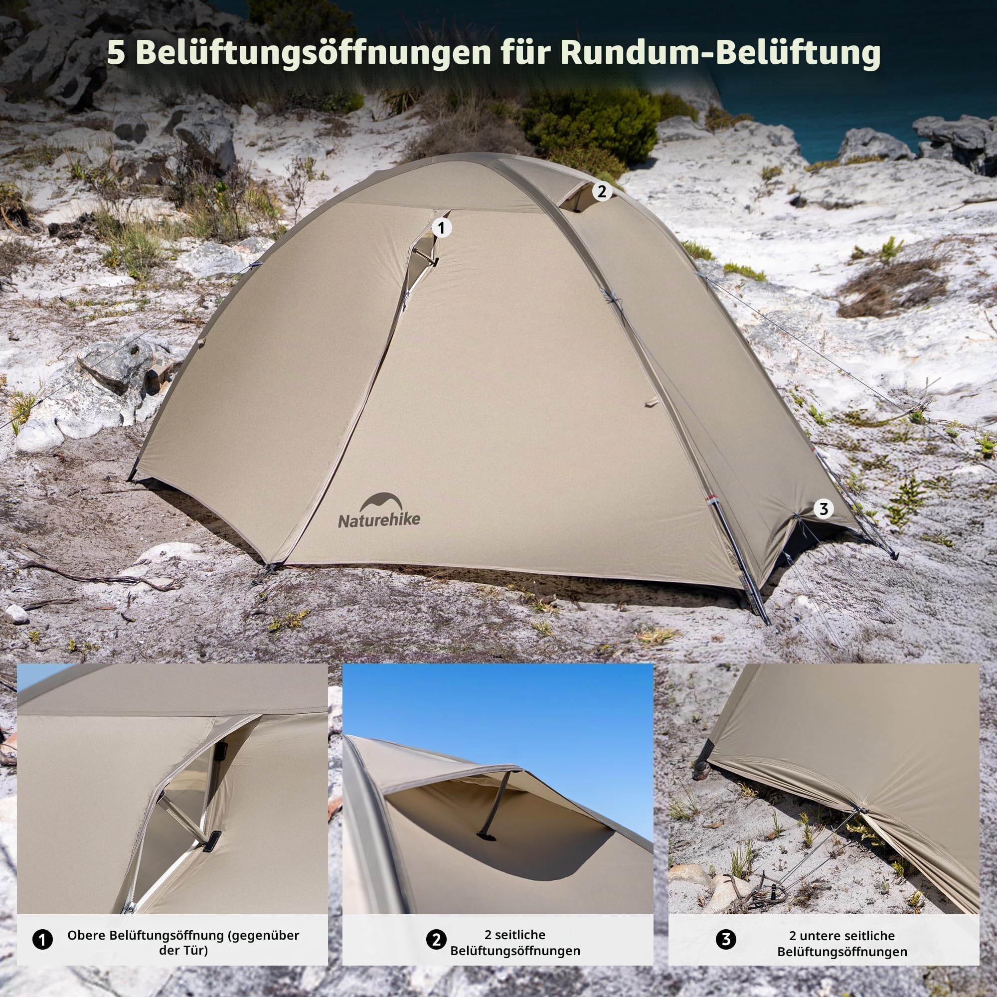 Naturehike Giling Pro/UL Zelt 1-2 Personen 4-Jahreszeiten Zelte Easy Setup Kuppelzelt, Ultraleicht & Wasserdicht für Backpacking, Wandern & Outdoor