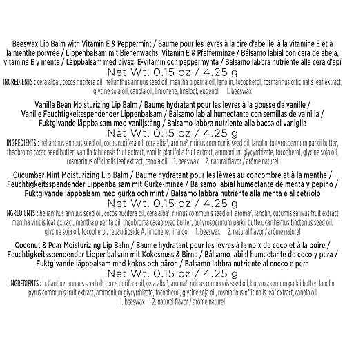 Miniatura 78 de Burt's Bees - Bálsamo labial hidratante 100% natural, de cera de abejas original con vitamina E y aceite de menta - 4 tubos