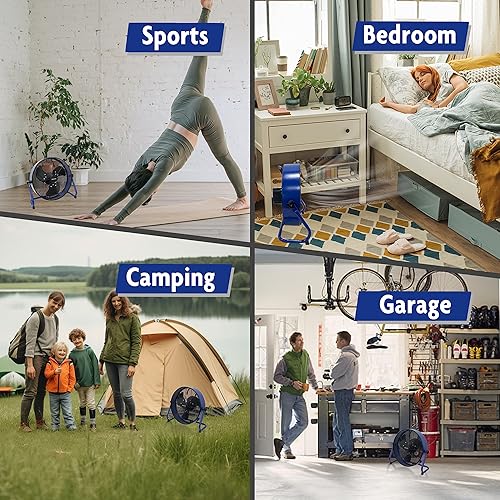 Miniatura 2 de MOCIFI Ventilador de piso recargable de 12 velocidades con batería portátil inalámbrico de alta velocidad, salida USB para teléfono, para