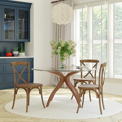 Miniatura 2 de EMMA + OLIVER Silla con respaldo en X natural oscuro raspado a mano