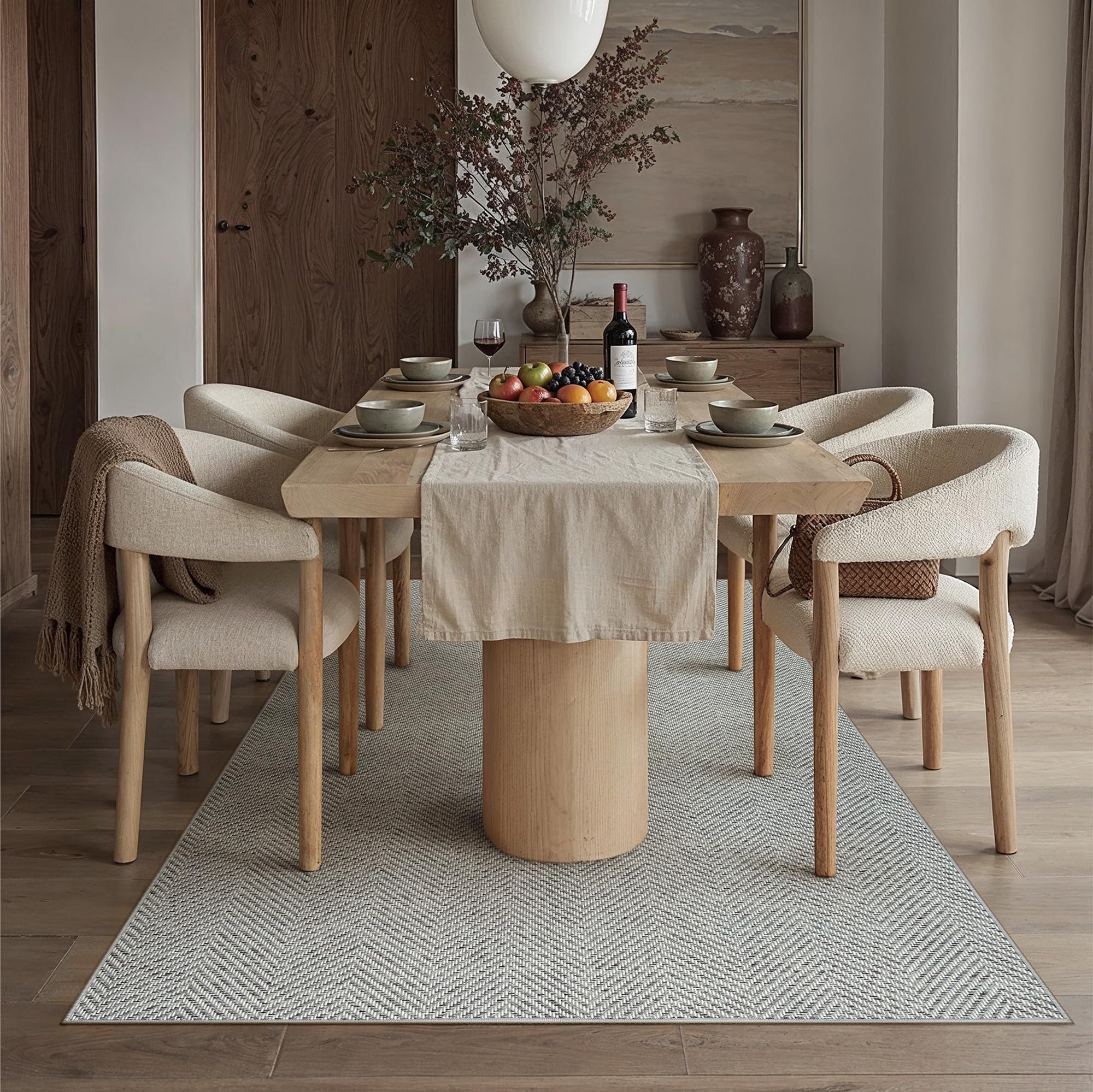 PureCozy Outdoor Teppich Wohnzimmer 160x230cm Outdoorteppich Wetterfest Balkon Grau Teppiche Jute Optik rutschfest Waschbarer Indoor Groß Carpet Garten Esszimmer Terrassen BüRo Rug
