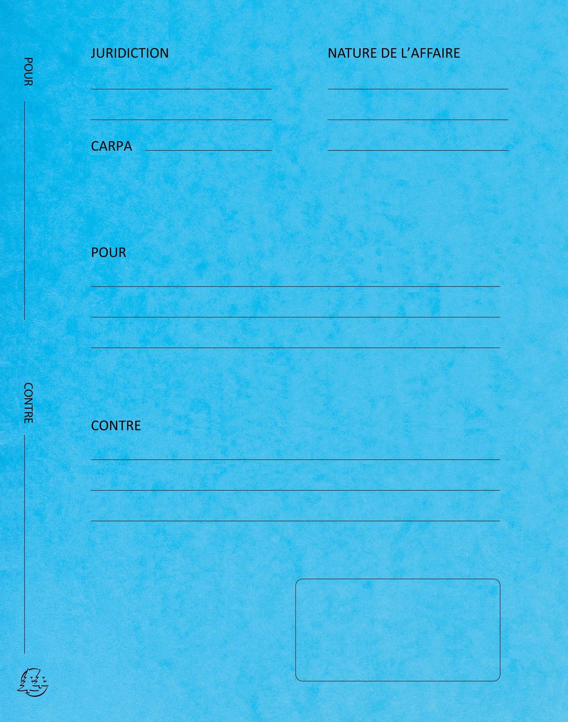 Exacompta - Rif. 220102E - Cartone da 5 confezioni da 25 cartelle di difesa "Per/Contro", in carta lucida, dimensioni 25 x 32 cm, per documenti in formato A4, colore turchese