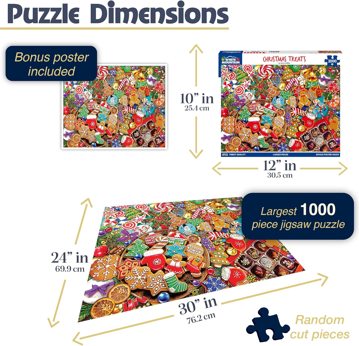White Mountain Treats Christmas Puzzles 1000 Pieces Winter Theme Food Jigsaw Puzzle for Adults Grandparents and Children