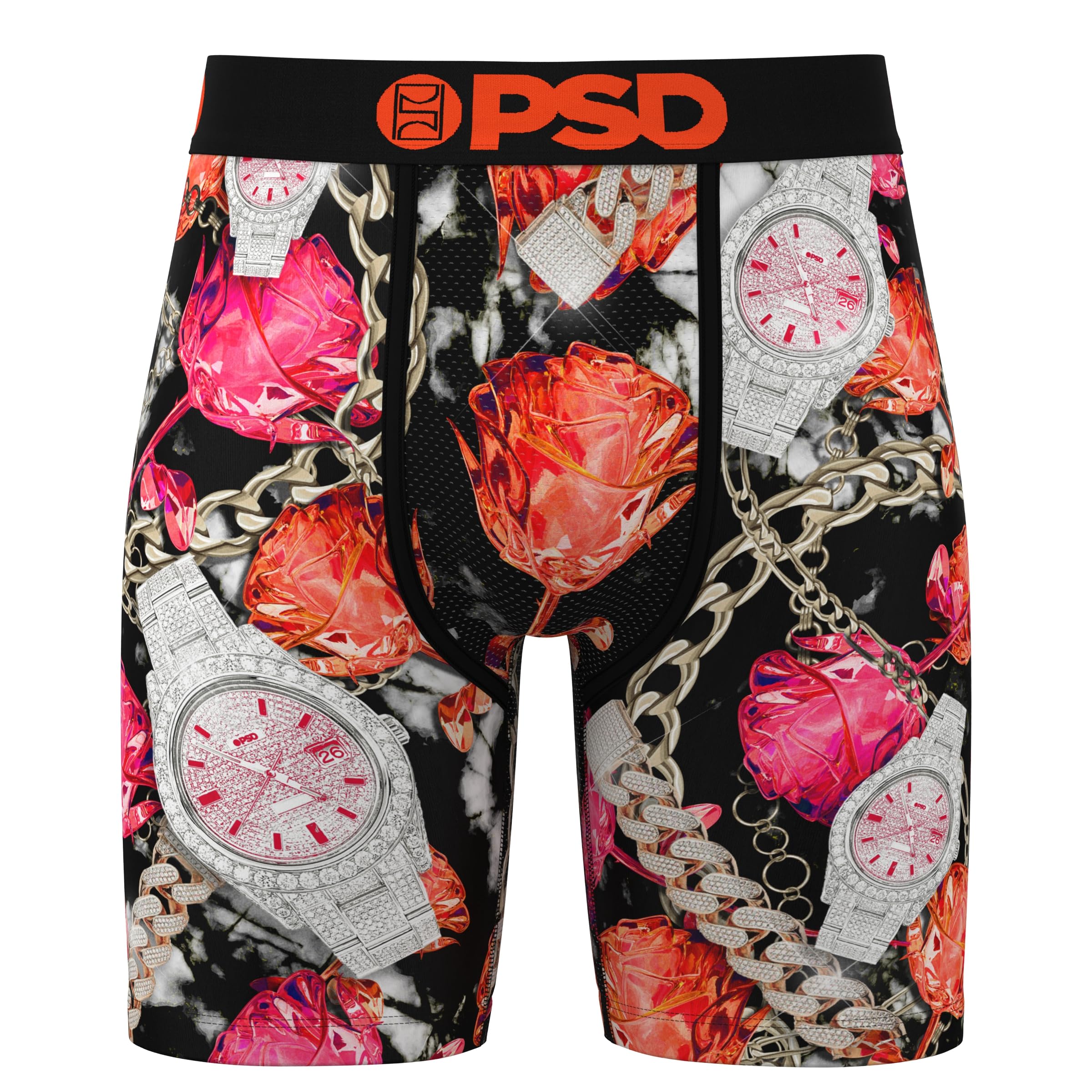 PSD Mens Underwear Orange Ice Boxer Briefs for Men - Comfortable and Durable Breathable and Stylish Poly Blend