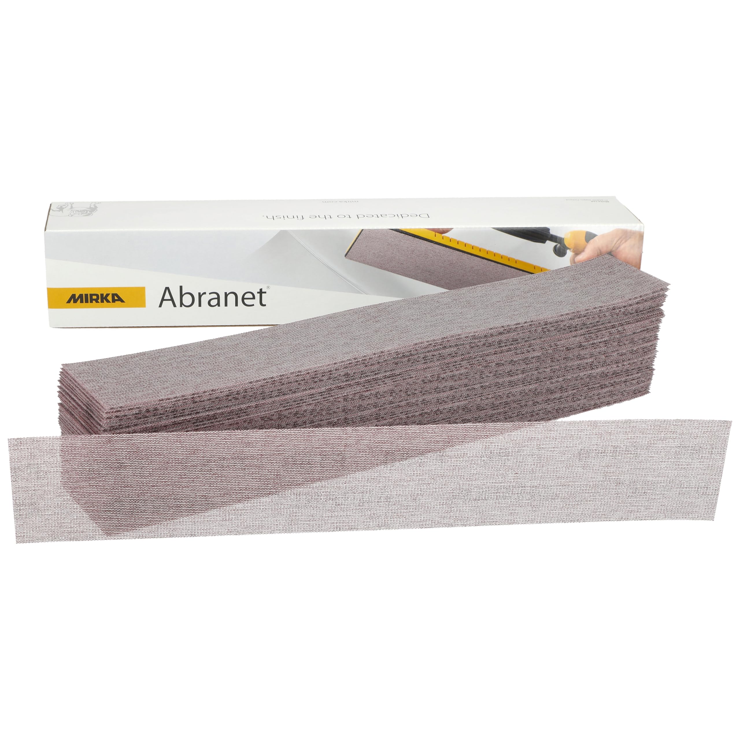 Mirka Abranet Netz-Schleifstreifen 70x420 mm Klett/Korn P180 / 50 Stk/zum Schleifen von Holz, Spachtel, Lack, Kunststoff / 5415105018