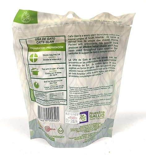 Miniatura 4 de Té de infusión de hierbas de corteza de garra de gato Uña de Gato (8.47 oz) 100% natural