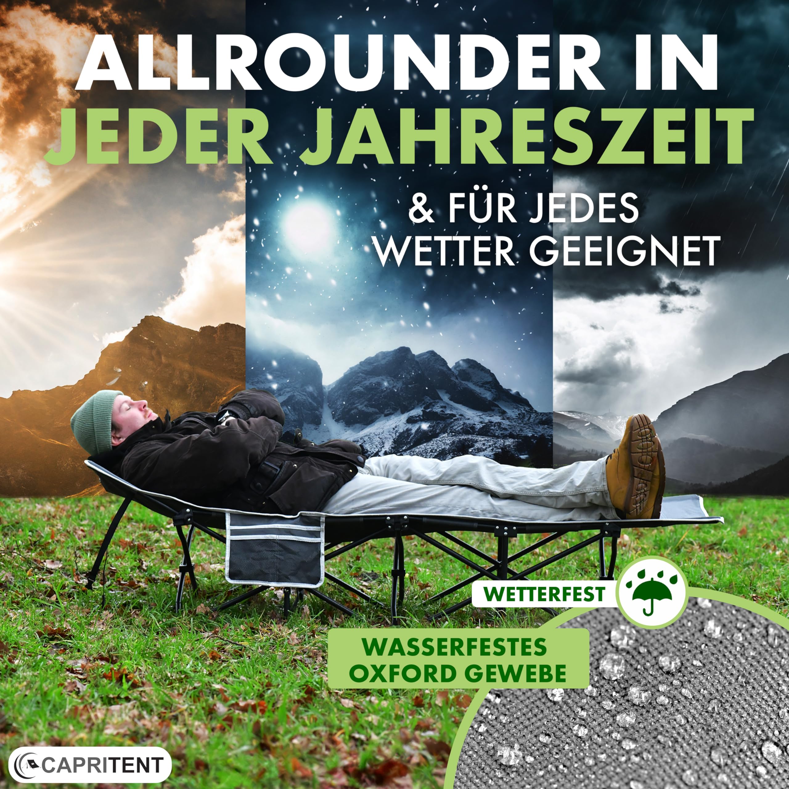 Feldbett klappbar 190x70 cm ultraleichtes Campingbett wetterfestes Klappbett inkl. Tragetasche für Camping Outdoor Angeln