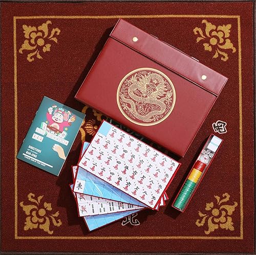 Miniatura 4 de Mose Cafolo Juego de mahjong chino de 1.5 pulgadas, tamaño XL, 144 azulejos de melamina blanca y azul numerados con estuche de viaje, Majong Majiang