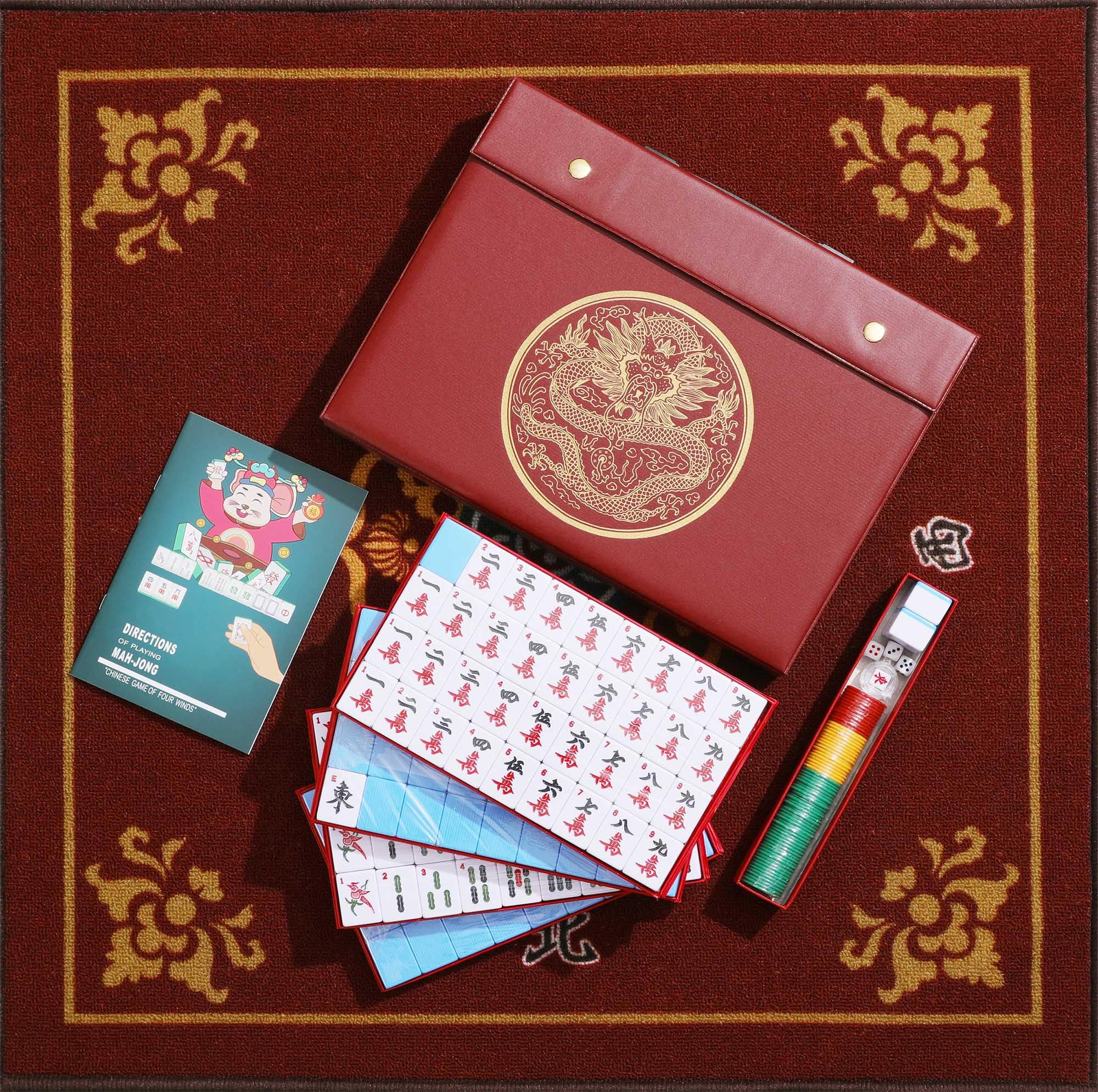 Mose Cafolo Chinese Mahjong Game Set 1.5 X-Large 144 Numbered White Blue Melamine Tiles with Carrying Travel CaseComplete Majong Majiang Mah Jonng Game Set product thumbnail 6