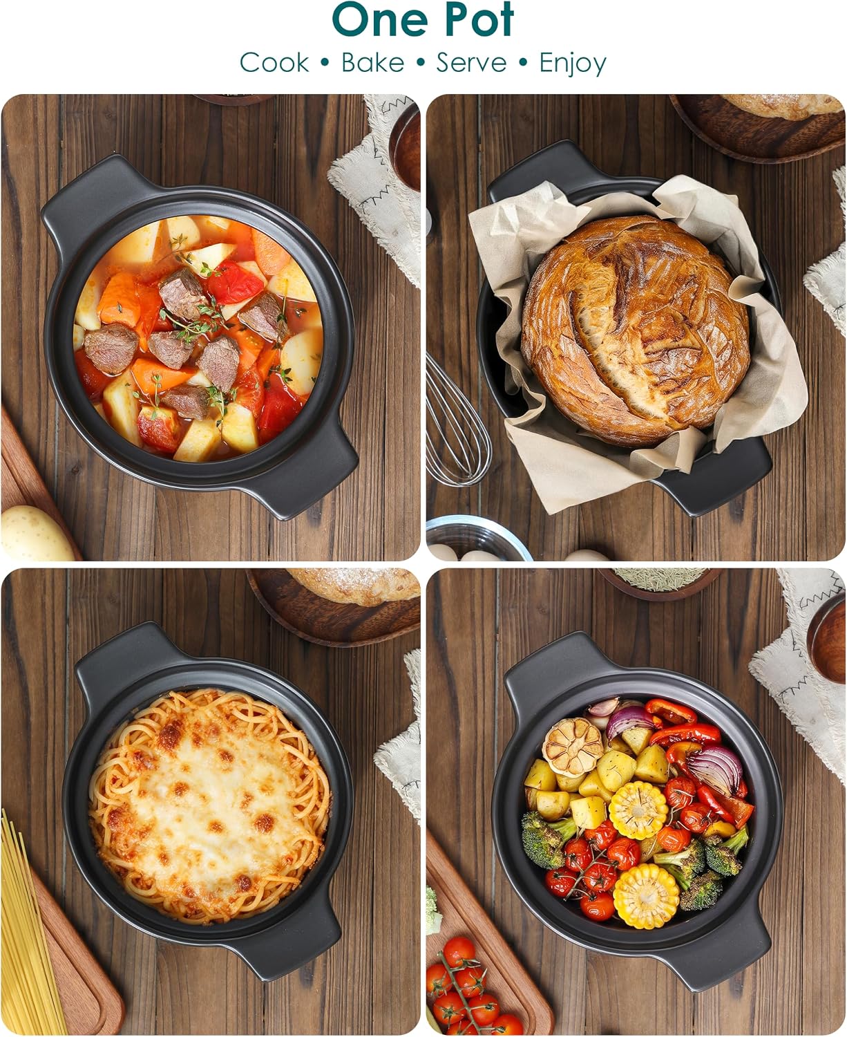 vancasso 3QT Ceramic Stock Pot with Lid, Nonstick Casserole Pot for Cooking