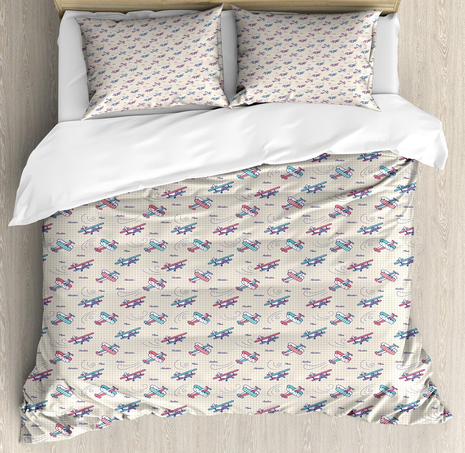 Ambesonne Valentines Duvet Cover Set, Various Kinds of Hand Drawn Style Colorful Hearts with Wings Arrows and Flowers, Decorative 3 Piece Bedding Set with 2 Pillow Shams, Queen Size, Multicolor
