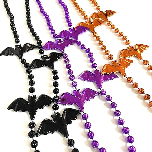 Miniatura 3 de YSPPF 12 piezas de collar de cuentas de murciélago para fiesta de Halloween, collar del día de los piratas, adorno de regalo