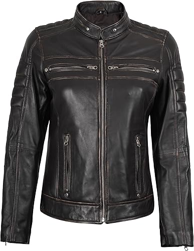 Vista 3 de Chamarra de Cuero Decrum para Mujer - Elegantes Chaquetas de Piel de Cordero Real para Mujer