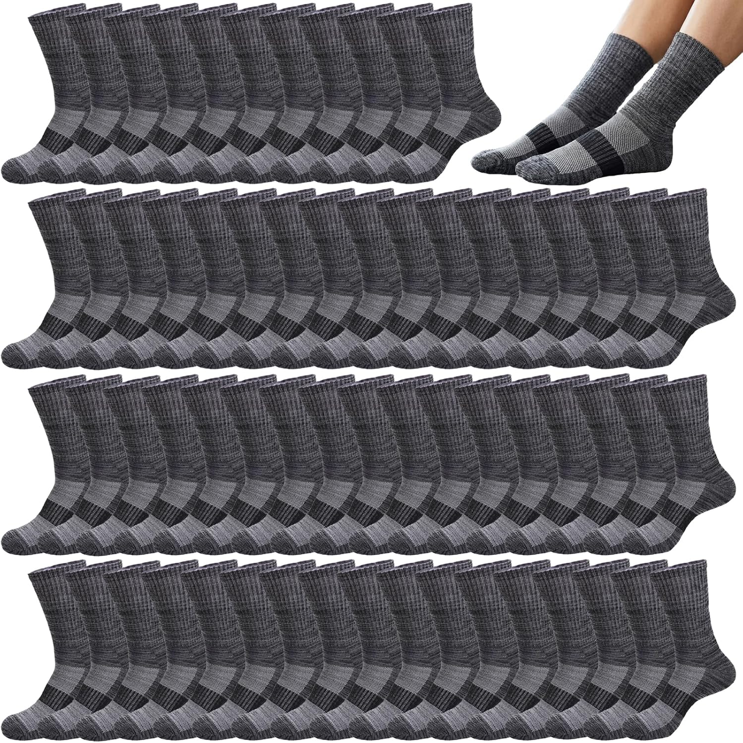 6/20 Pairs Crew Moisture Wicking Socks for Women Athletic Thick Cushioned Socks for Running Hiking Walking