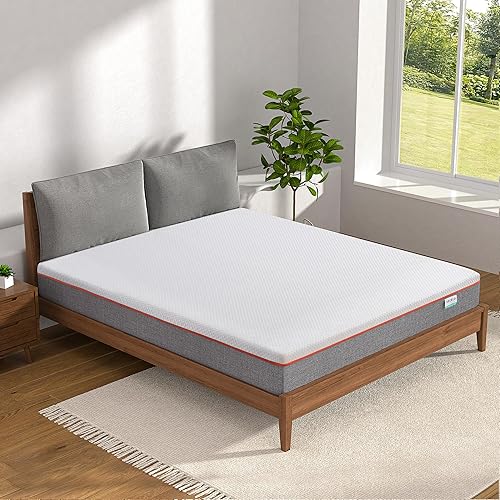VECELO Colchón de espuma viscoelástica con infusión de carbón de 8 pulgadas, colchón de cama tamaño King firme medio con funda lavable para marco de