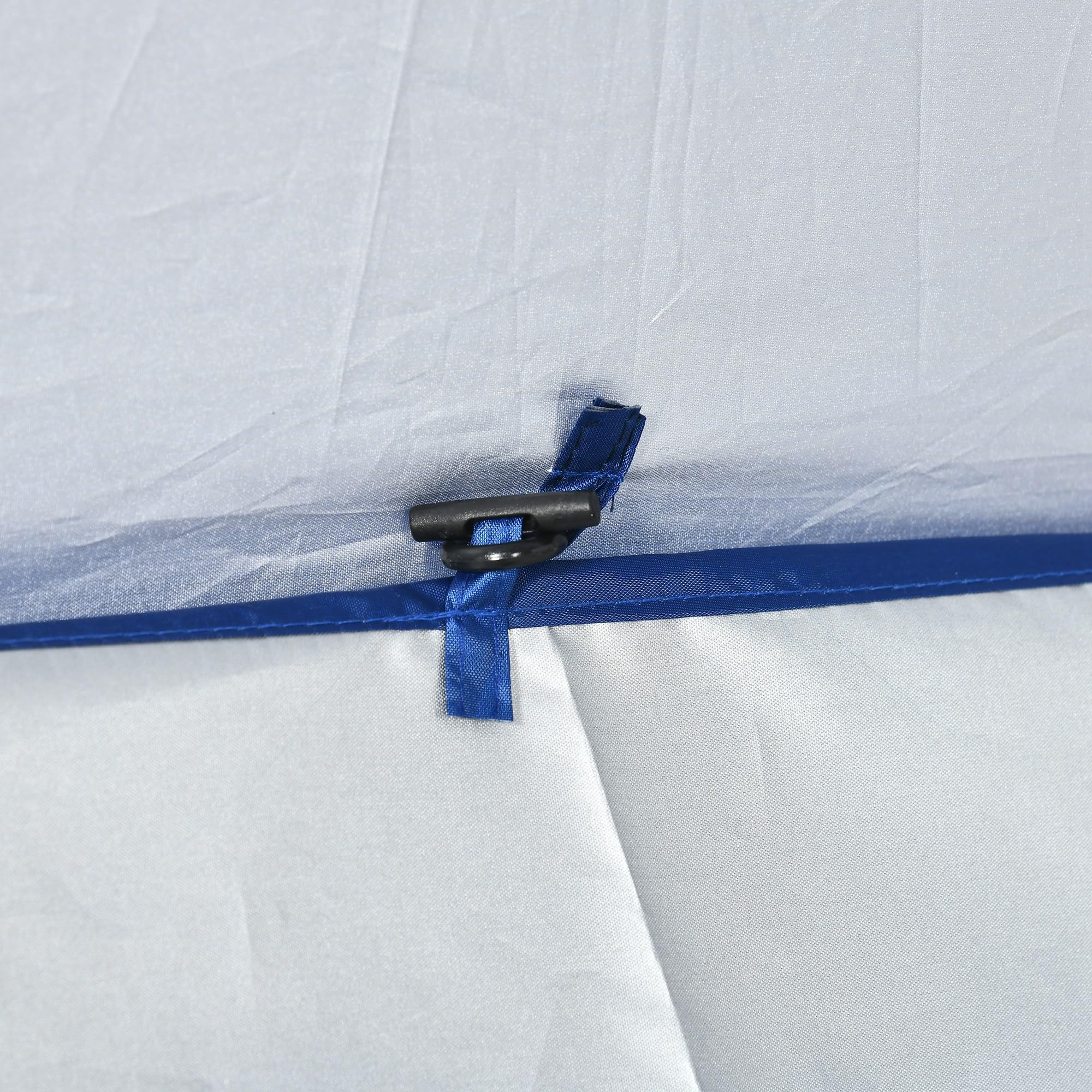 Outsunny Sombrilla de Playa con Panel Lateral Parasol Ø191x211 cm Azul | para Terraza, Manivela Manual, Techo Inclinable, 2 Bolsillos, 2 Ventanas, para Jardín Piscina