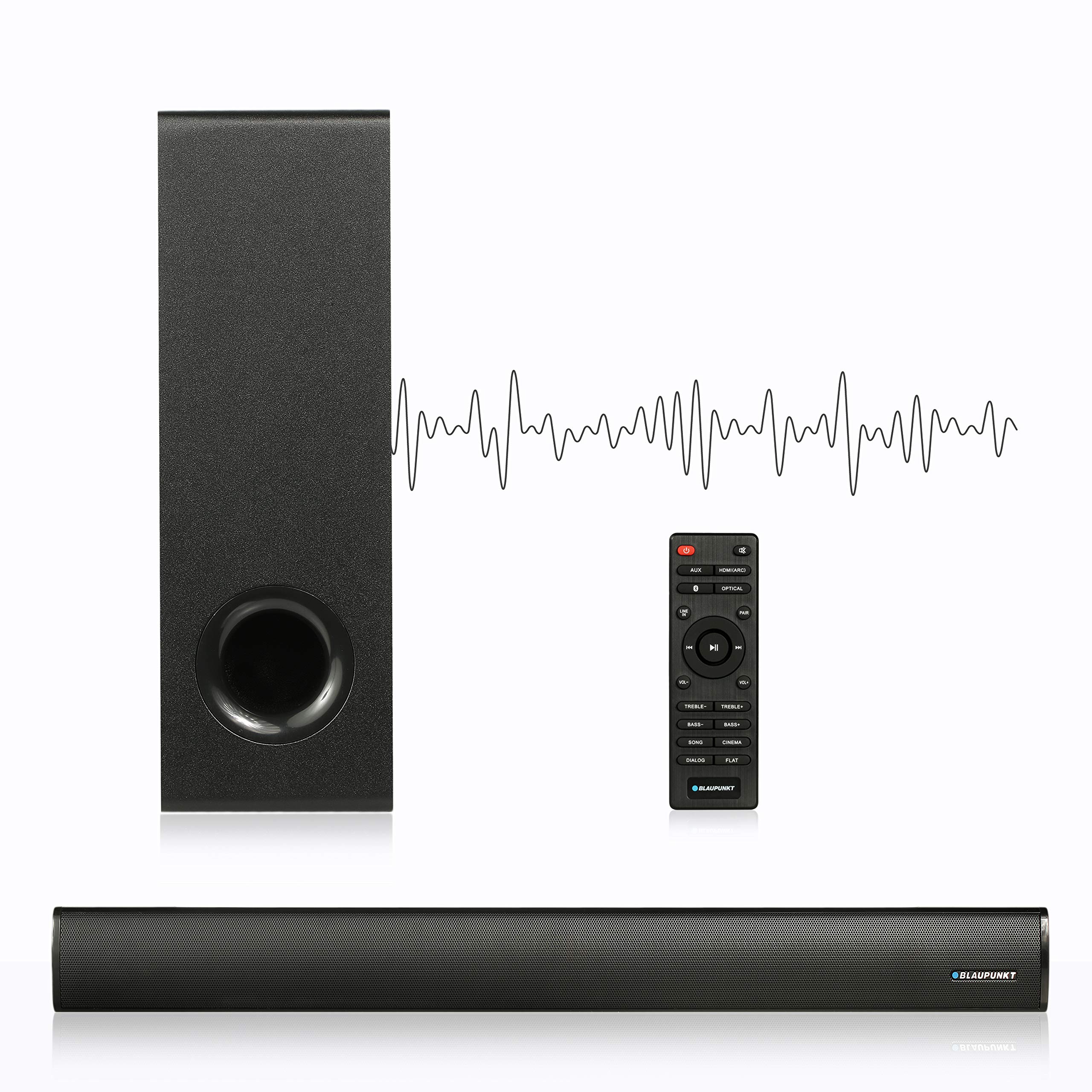 Blaupunkt LS 1825 Soundbar con subwoofer 2.1, 60 Watt RMS, dispositivo wireless Bluetooth per streaming, con telecomando, altoparlante TV con display LED ed equalizzatore, ingresso audio, AUX-IN, HDMI