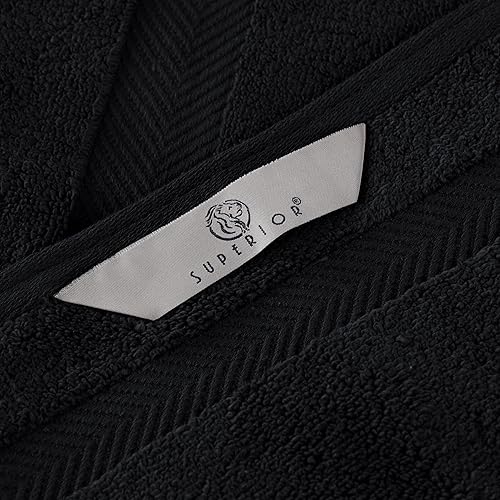 Miniatura 7 de SUPERIOR Zero Twist - Juego de toallas de baño 100% de algodón, supersuaves, esponjosas y absorbentes, de calidad prémium, para baño, color negro