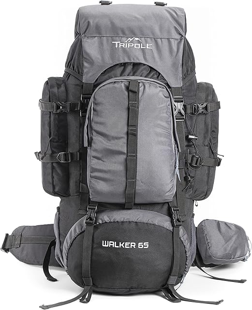 Tripole Walker 65 Litres Rucksack | Internal Frame with Metal Rod | Rain Cover | Bottom Opening | Laptop Section
