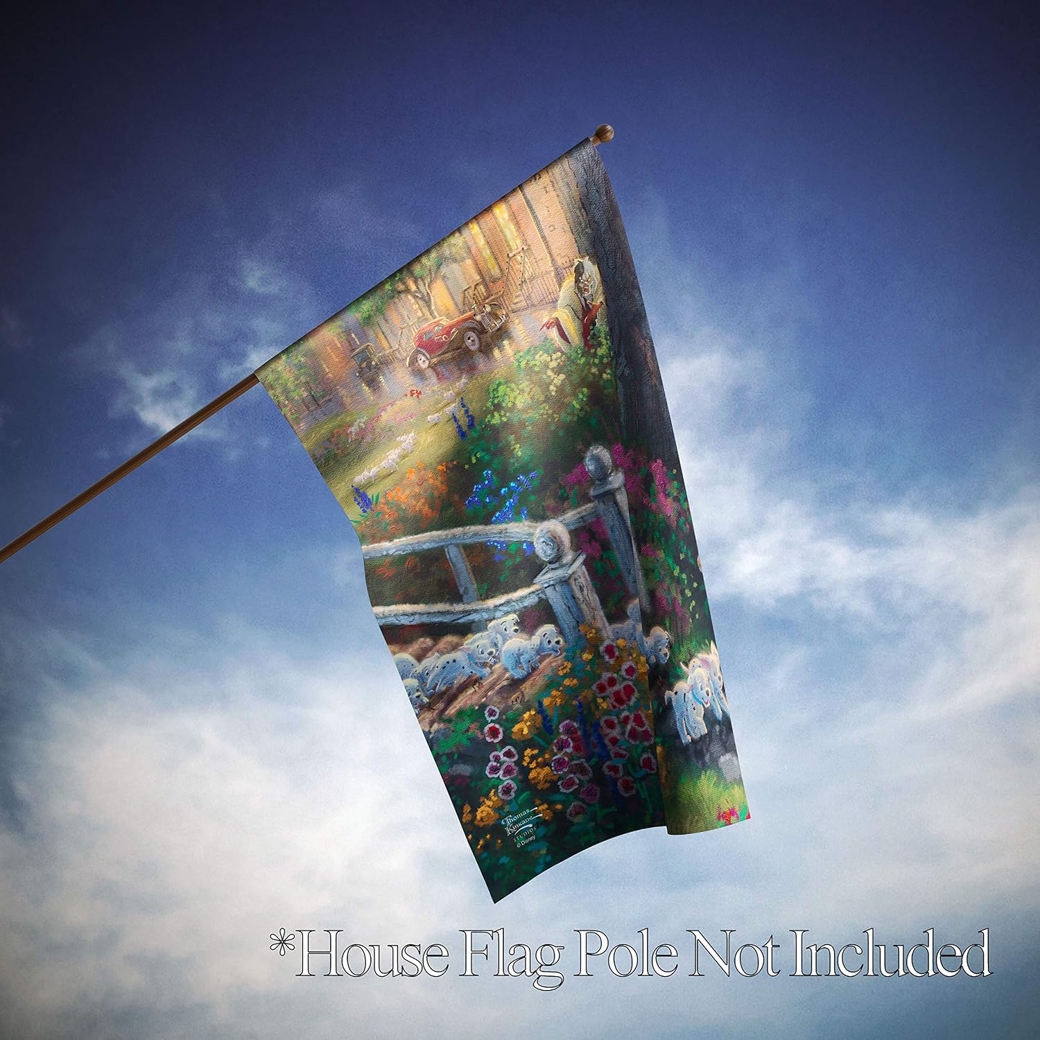 Flagology, Thomas Kinkade, Disney, 101 Dalmatians - Cruela De Vil – House Flag 28"x40", Outdoor Flag, Exclusive Fabric, Licensed Thomas Kinkade