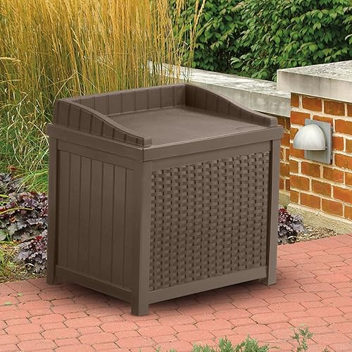 Mocha Wicker Patio Storage Seat (22 Gallon) - Thumbnail 5