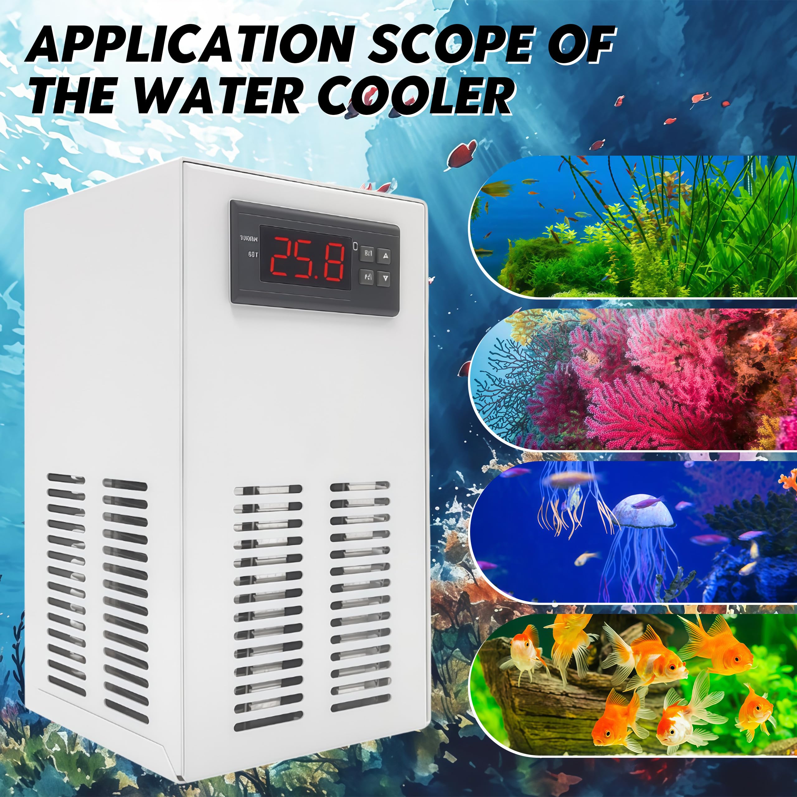 Aquarium-Kühler, 20LGeräuscharmer Wasserkühler, Intelligente Temperaturregelung, Leises Kühlsystem，Wassertanks & Fischtanks