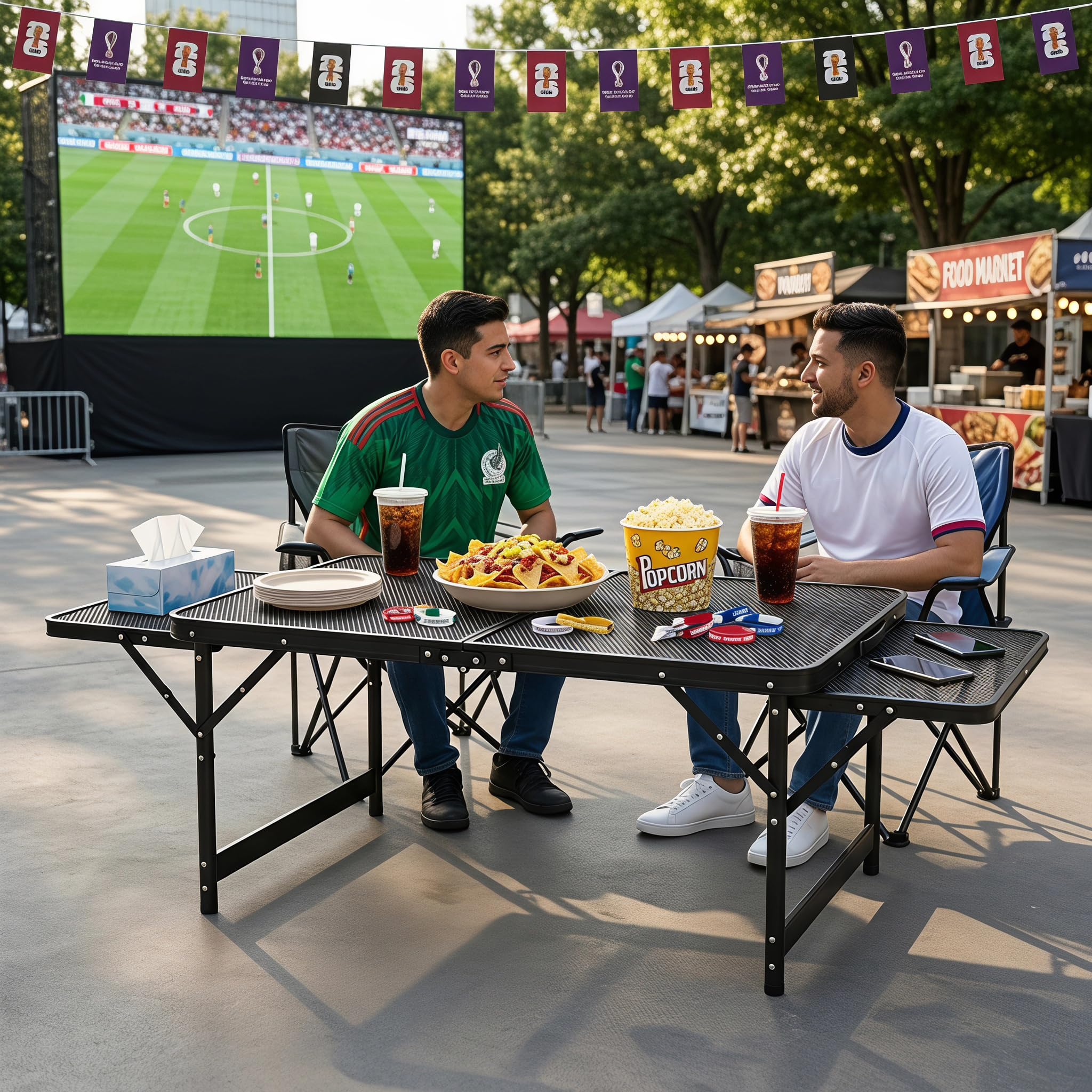XMTECH Table de camping pliable - Table de barbecue pliable - 90 x 60 cm - Hauteur réglable - Extensible jusqu'à 134 x 60 cm - Pour camping, plage, jardin ou barbecue