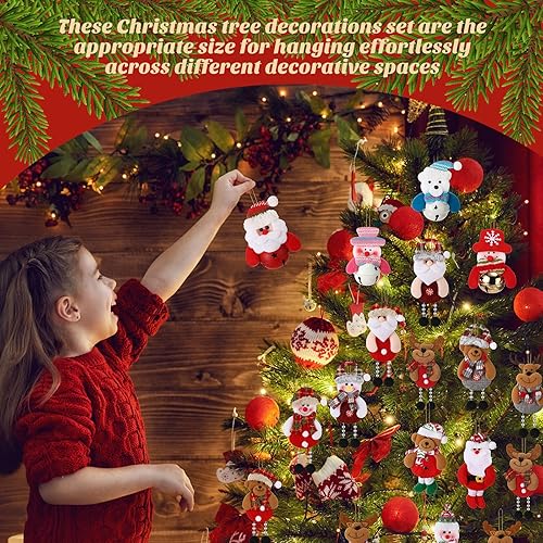 Miniatura 6 de Skylety 16 adornos de felpa para árbol de Navidad, Papá Noel, muñeco de nieve, oso, decoración de árbol de Navidad, colgantes de alce, muñeco de