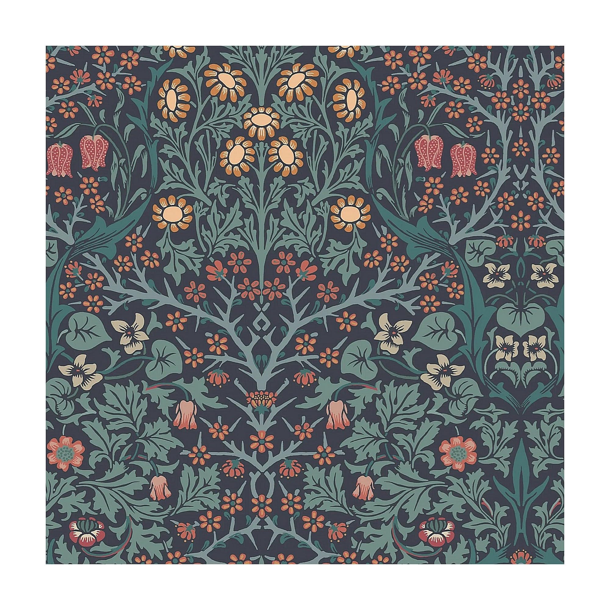 William Morris At Home Blue Blackthorn Navy Wallpaper | Paste The Wall | Navy Floral | Eco-Friendly