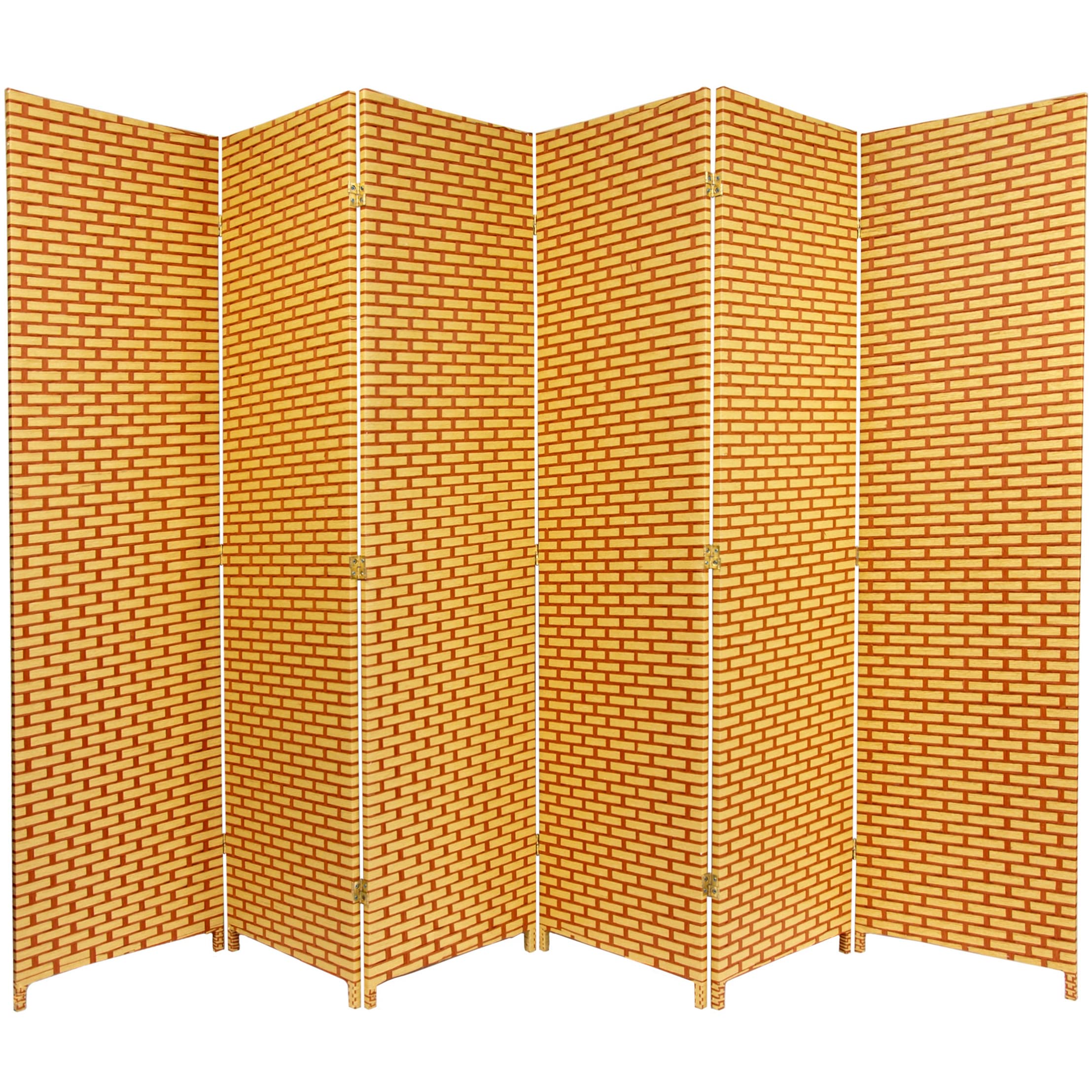 Red Lantern 6 ft. Tall Woven Fiber Natural/Rust-6 Panel Room Divider