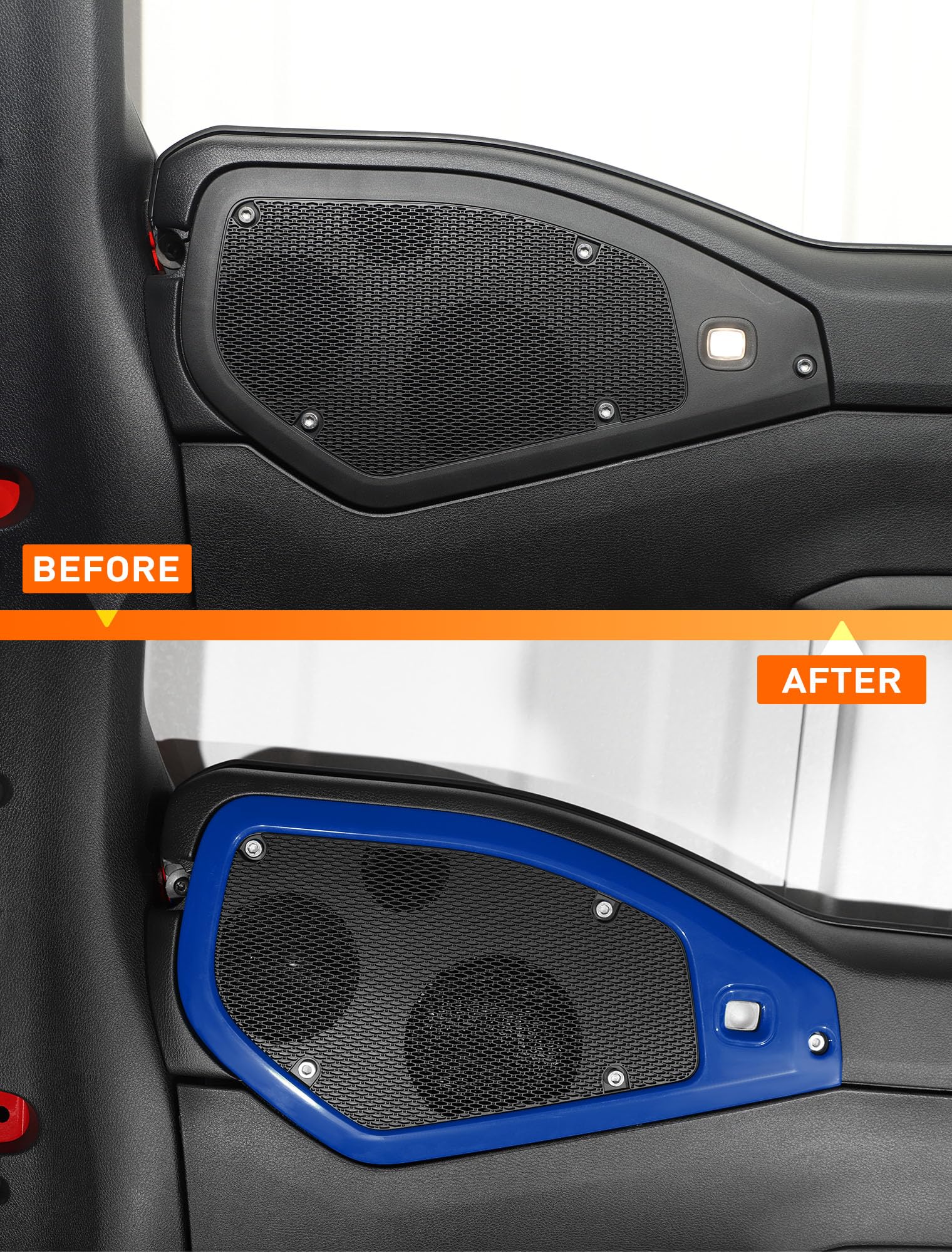 JWWY Red ABS Interior Trim Covers For Jeep Wrangler JL/JLU & Gladiator JT (2018-2025) – Speaker & A-Pillar Accents