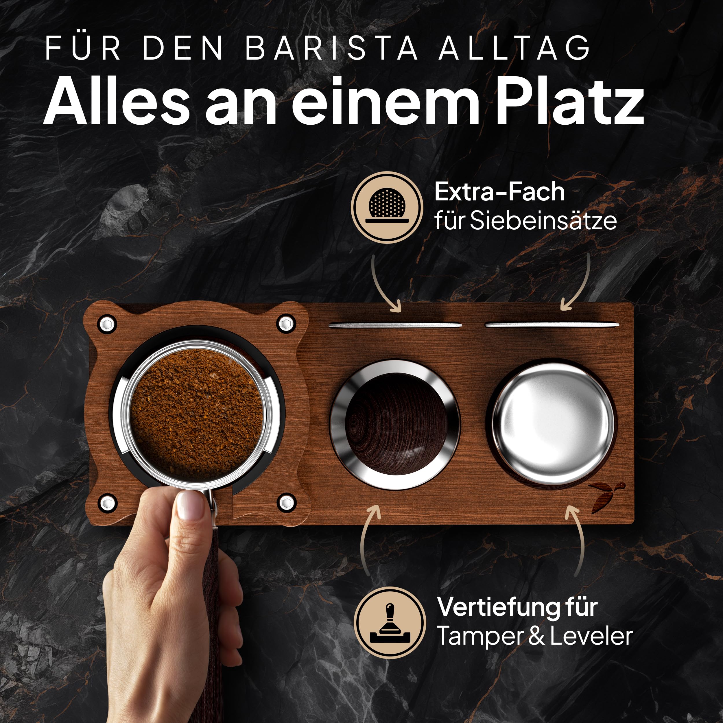 mahona Stacja do ubijania 58 mm, 54 mm, 53 mm - Stacja do ubijania espresso - Stacja do ubijania - Stacja do ubijania z sitkiem dla barista - Stacja espresso - Stacja do temperowania - Stacja