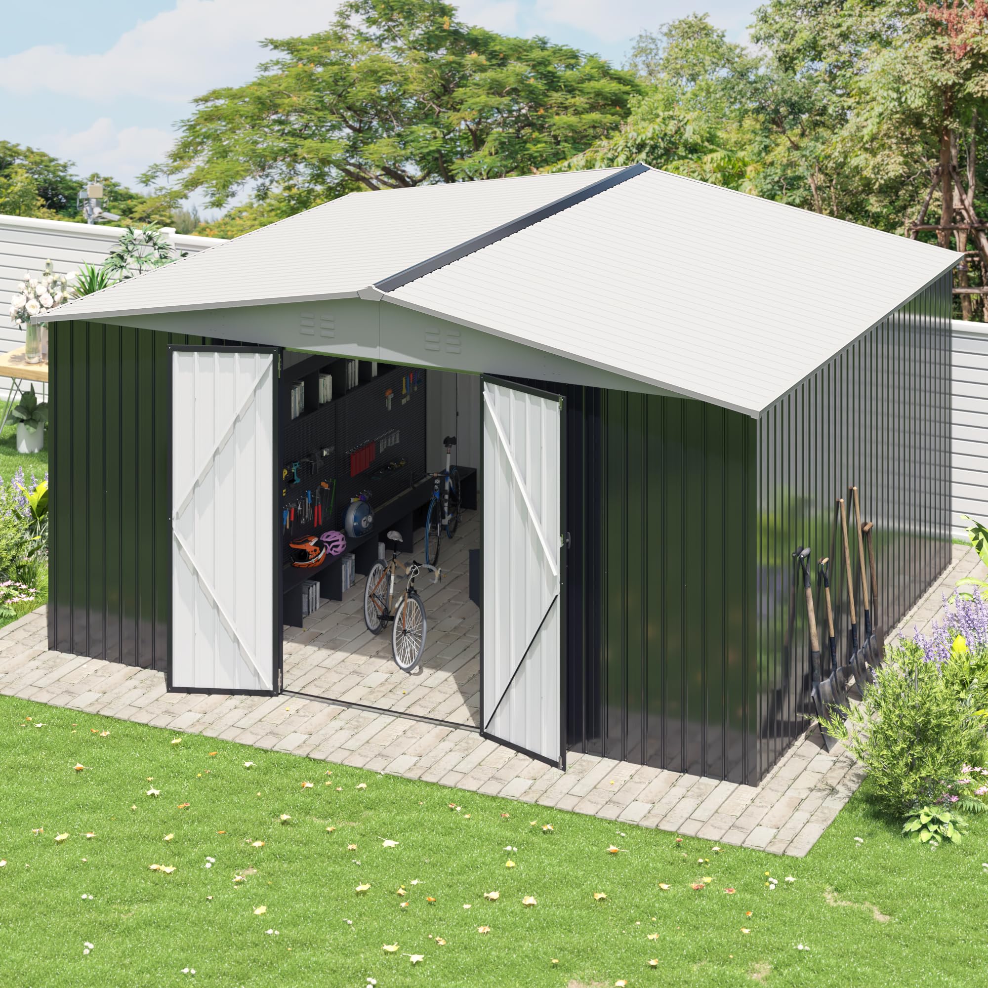 Amazon.com : Polar Aurora 12x14 FT Outdoor Storage Shed, Garden