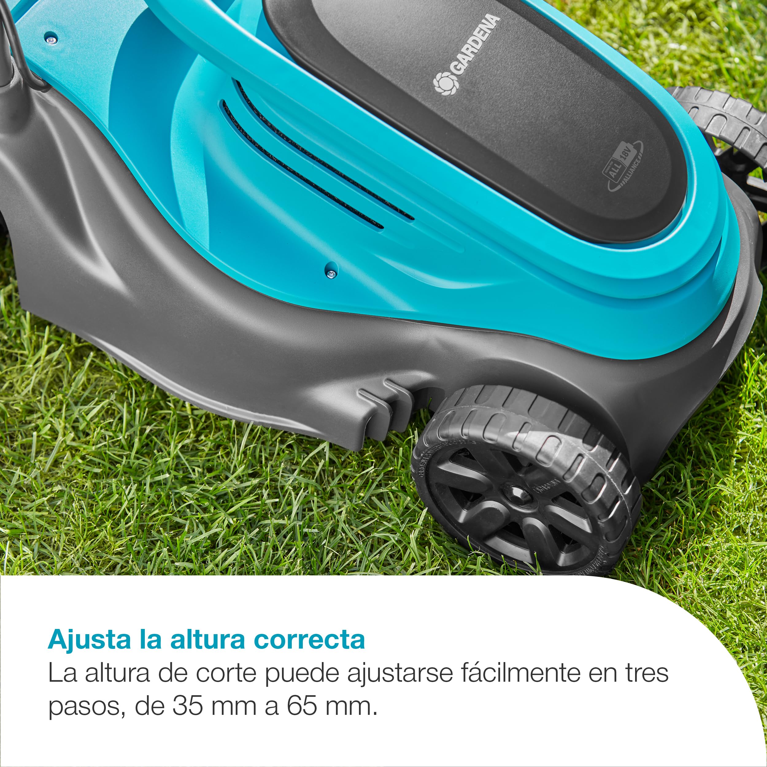 Gardena Cortacésped PowerMax 30/18V P4A con batería, Set Listo para Usar: 30 cm de Ancho, Capacidad de 25 l, Ajuste de Altura, Ligero, Sin Cable (14630-20)