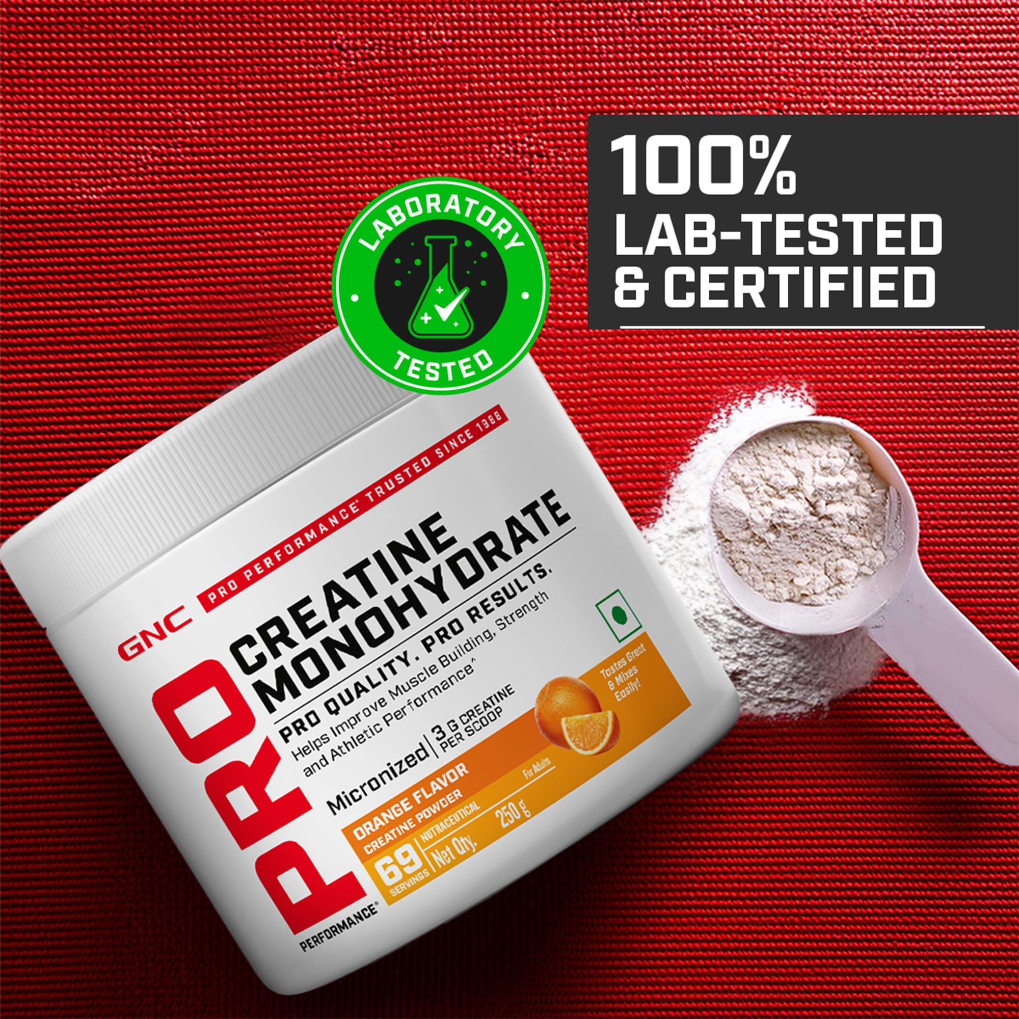 GNC Pro Performance Pure Micronized Creatine Monohydrate with Free Shilajit|250 gm & 10 gm Shilajit|Instantized|Fuels Muscles|Increase Muscle Mass|Rapid Absorption|Orange,powder,2 count,69 Servings — Amazon image 7
