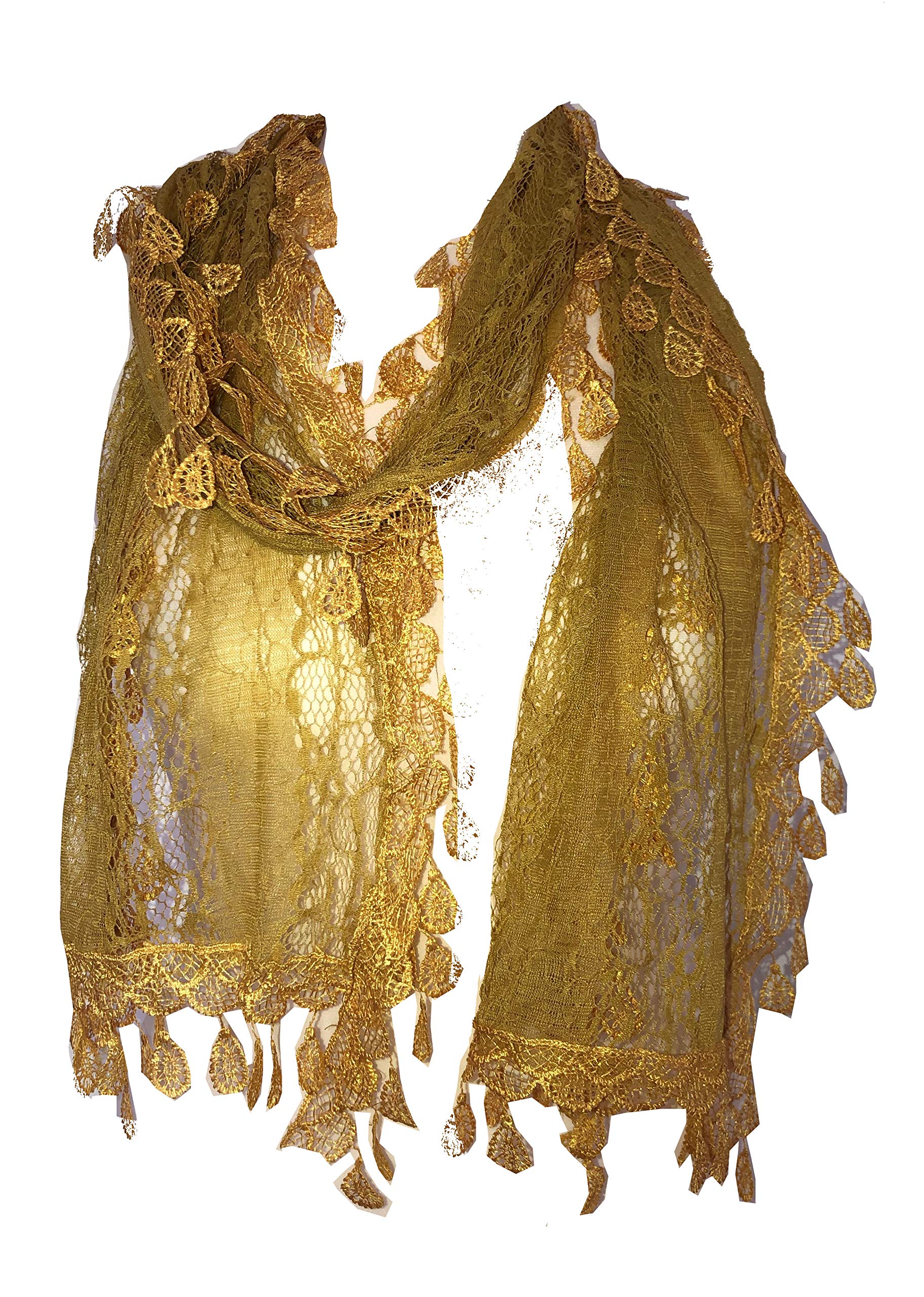 Pamper Yourself Now Women's Mustard Pamper Yourself Leaf Lace Scarf
