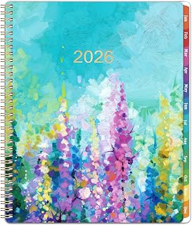 2026 Planner - 2026 Planner Weekly and Monthly, Planner 2026, Jan 2026 - Dec 2026, 9" x 11", Calendar Planner 2026 with Colourful Tabs & Pocket, Flexible Cover, Twin-Wire Binding- Oil Painting